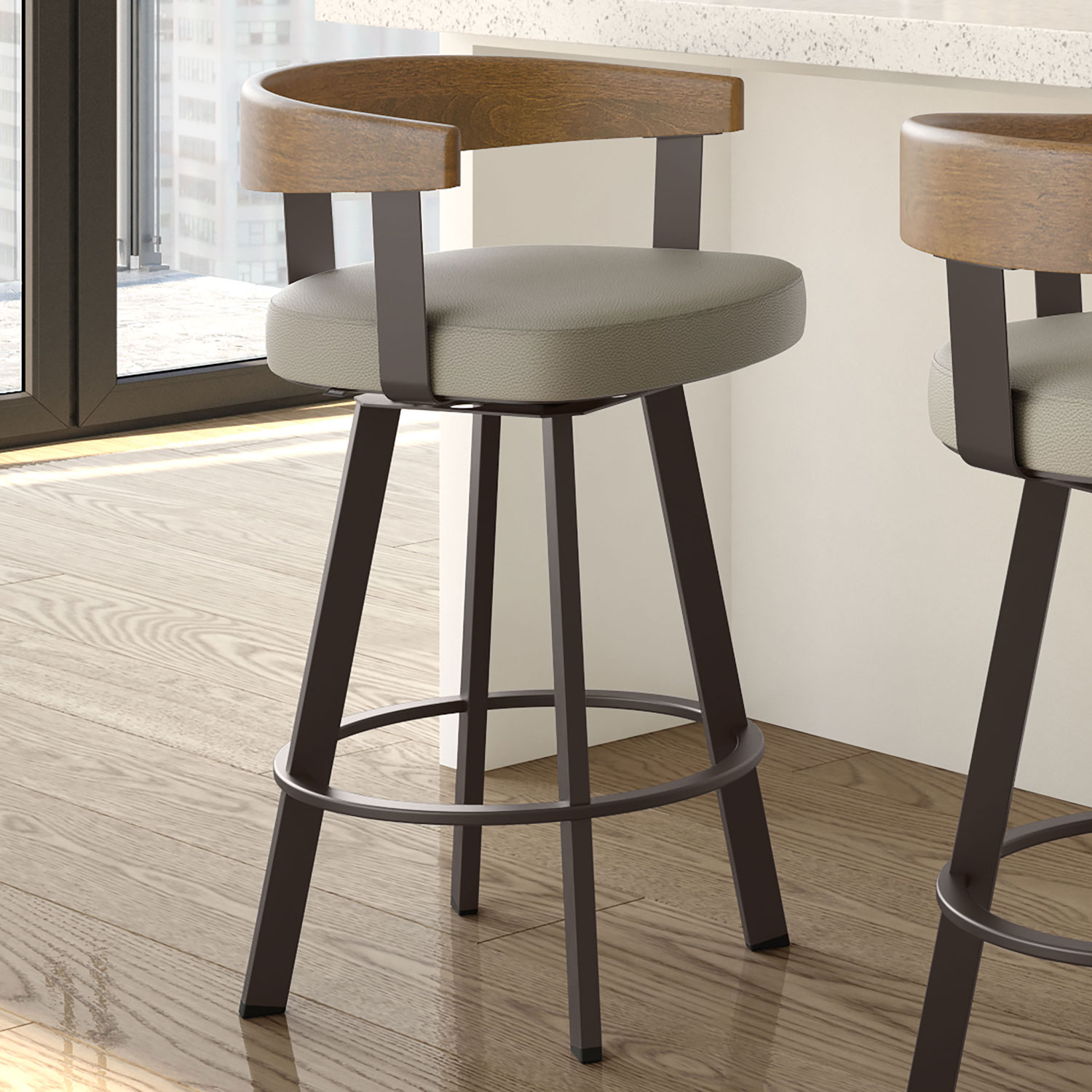 Lars Contemporary Counter Height Barstool - Greige/Light Brown/Dark Brown
