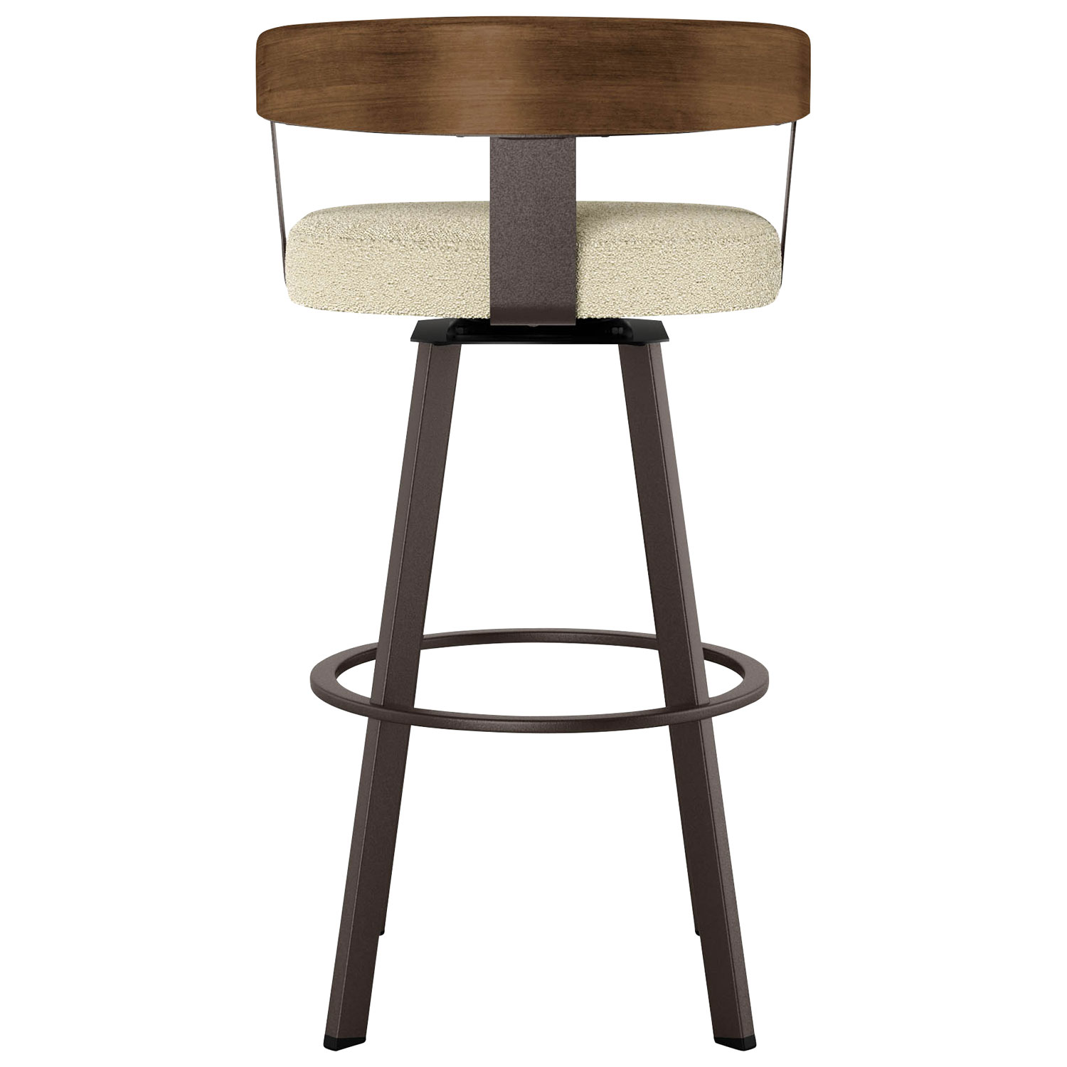Lars Contemporary Counter Height Barstool - Cream Bouclé/Light Brown/Dark Brown