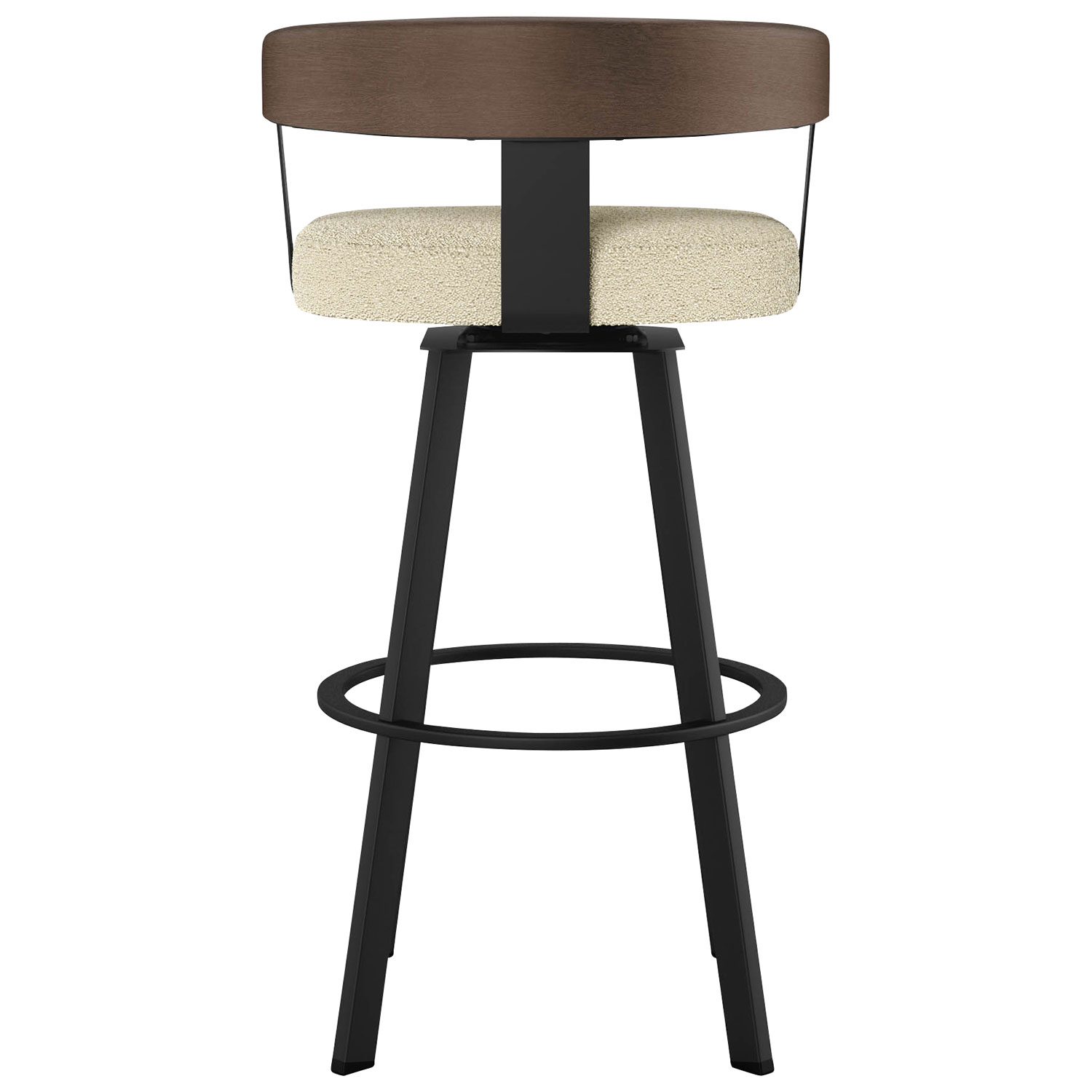 Tabouret de bar contemporain à hauteur de bar Lars - Tissu bouclé crème/Brun/Noir