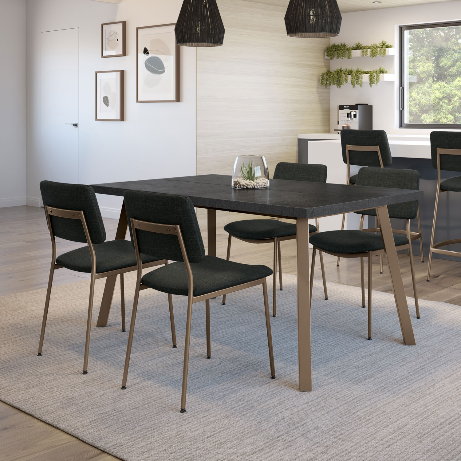 Sullivan Contemporary Polyester Dining Chair - Black/Bronze