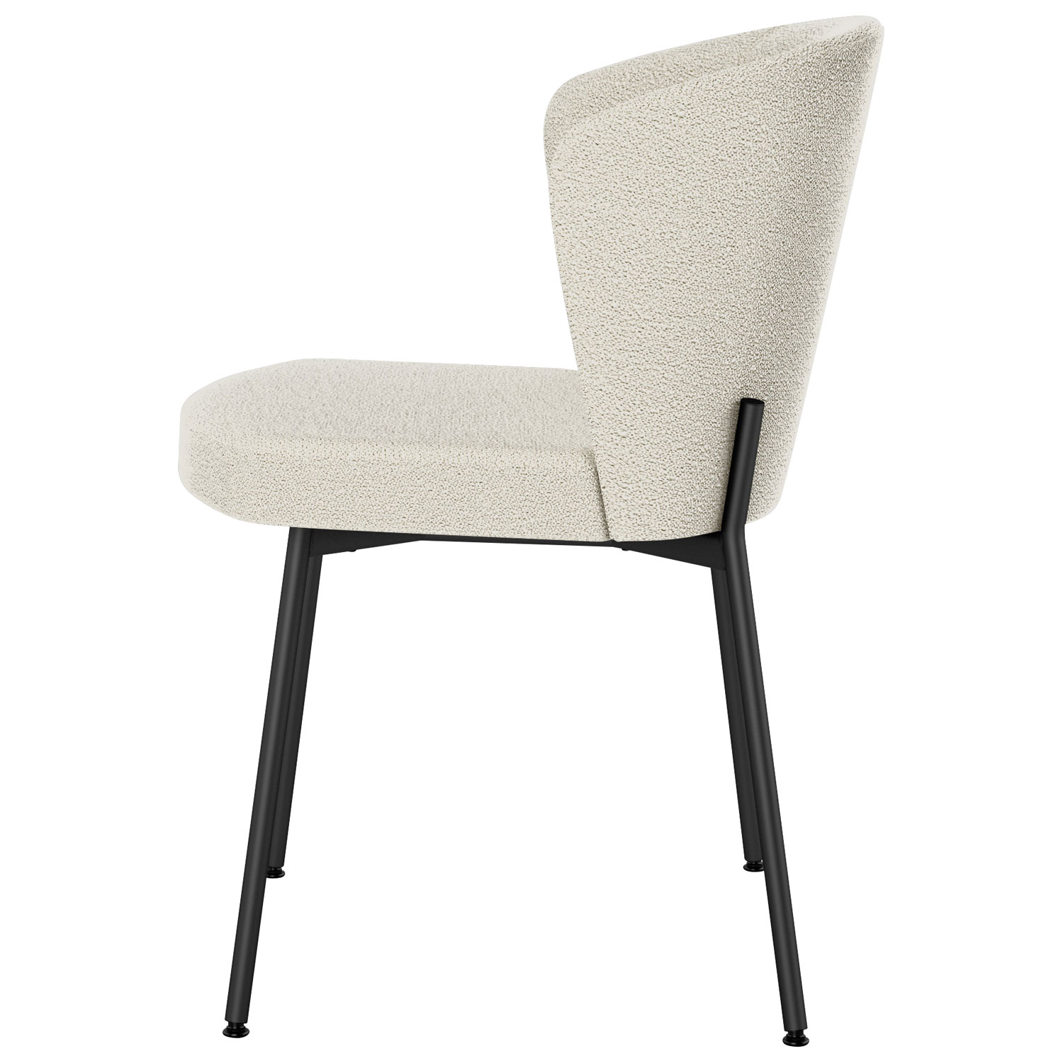 Chaise de salle à manger transitionnelle en polyester Camilla - Tissu bouclé crème/Noir