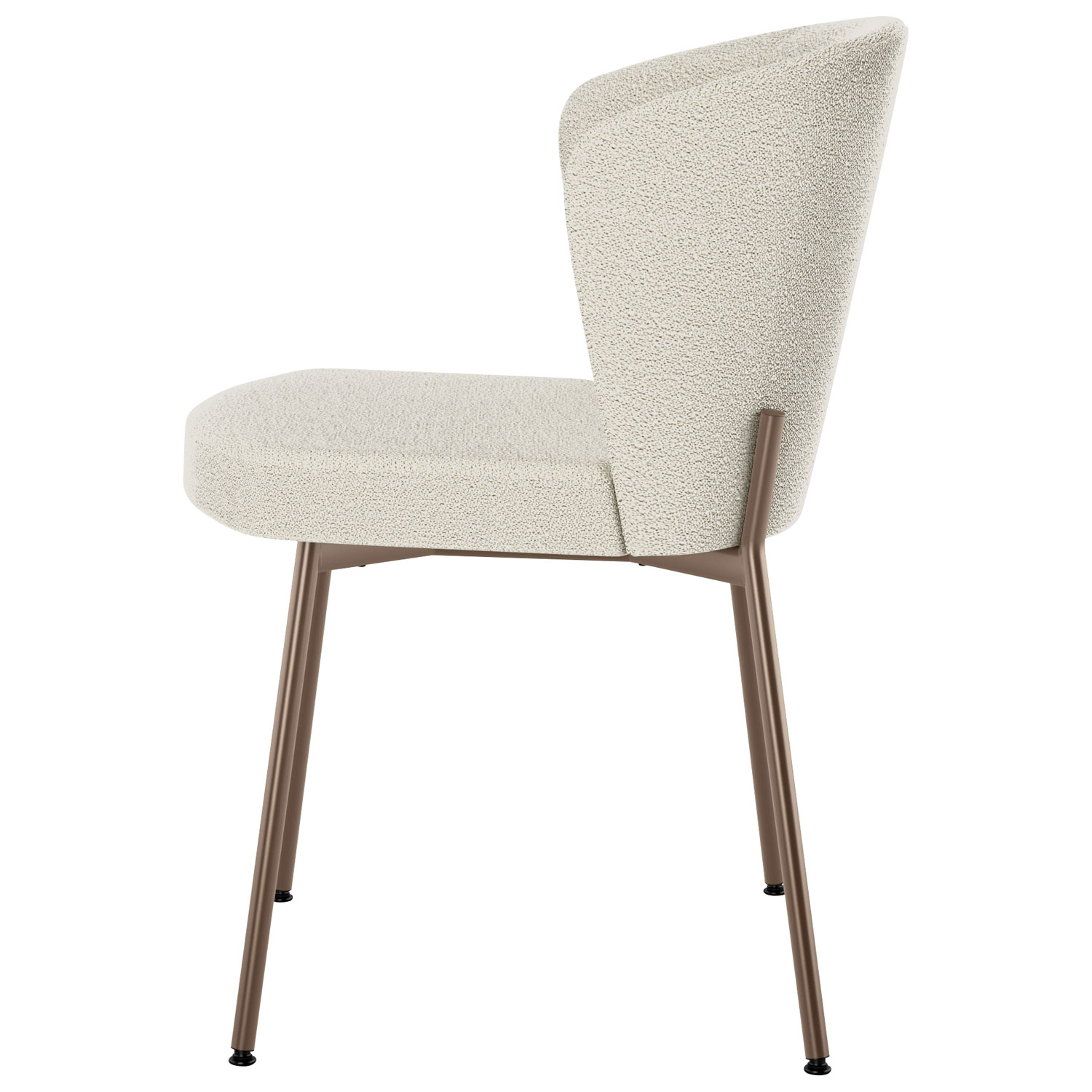 Chaise de salle à manger transitionnelle en polyester Camilla - Tissu bouclé crème/Bronze