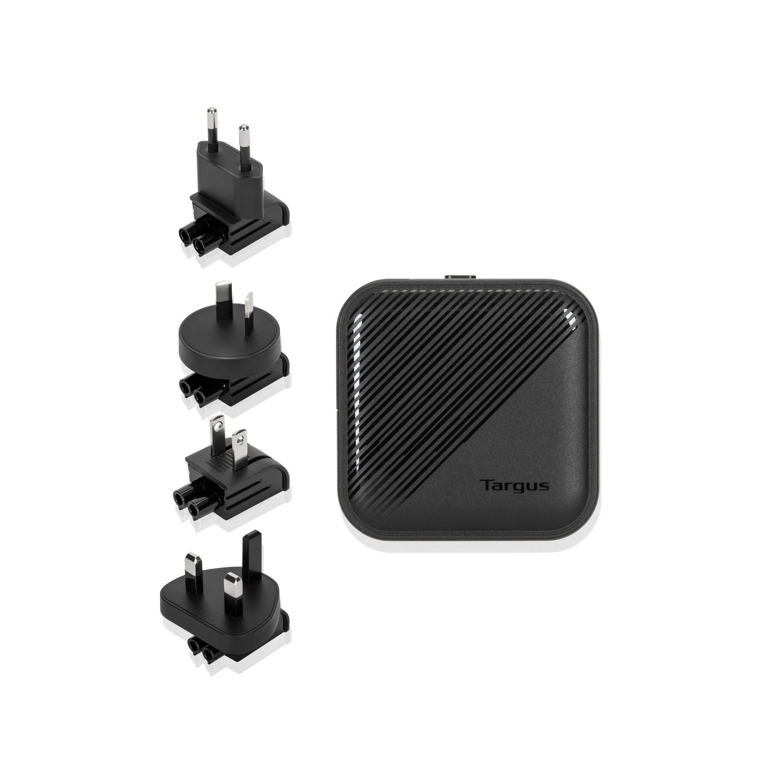 Targus 65W GaN Wall Charger w/1×USB-C, 1×USB-A ports; 4 travel plugs