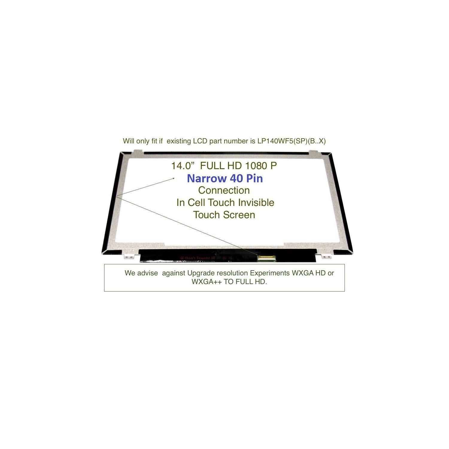 Nano Edge 40 pin(nano) Touch 1920*1080 T480S T470S B140HAK01.0 LP140WF5(SP)(B3) LP140WF5(SP)(K1) Compatible