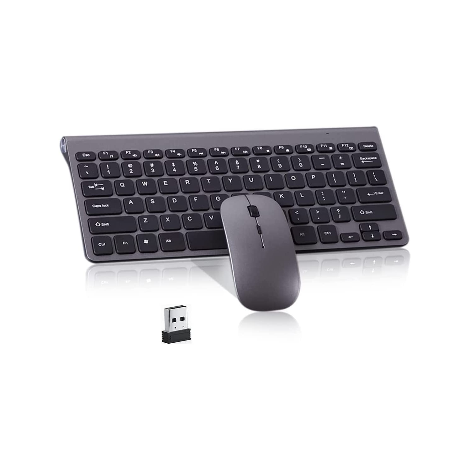Wireless Keyboard and Mouse Combo, Compact Quiet Wireless Keyboard and Mouse Set 2.4G Ultra-Thin Sleek Design for Windows, Computer, Desktop, PC,