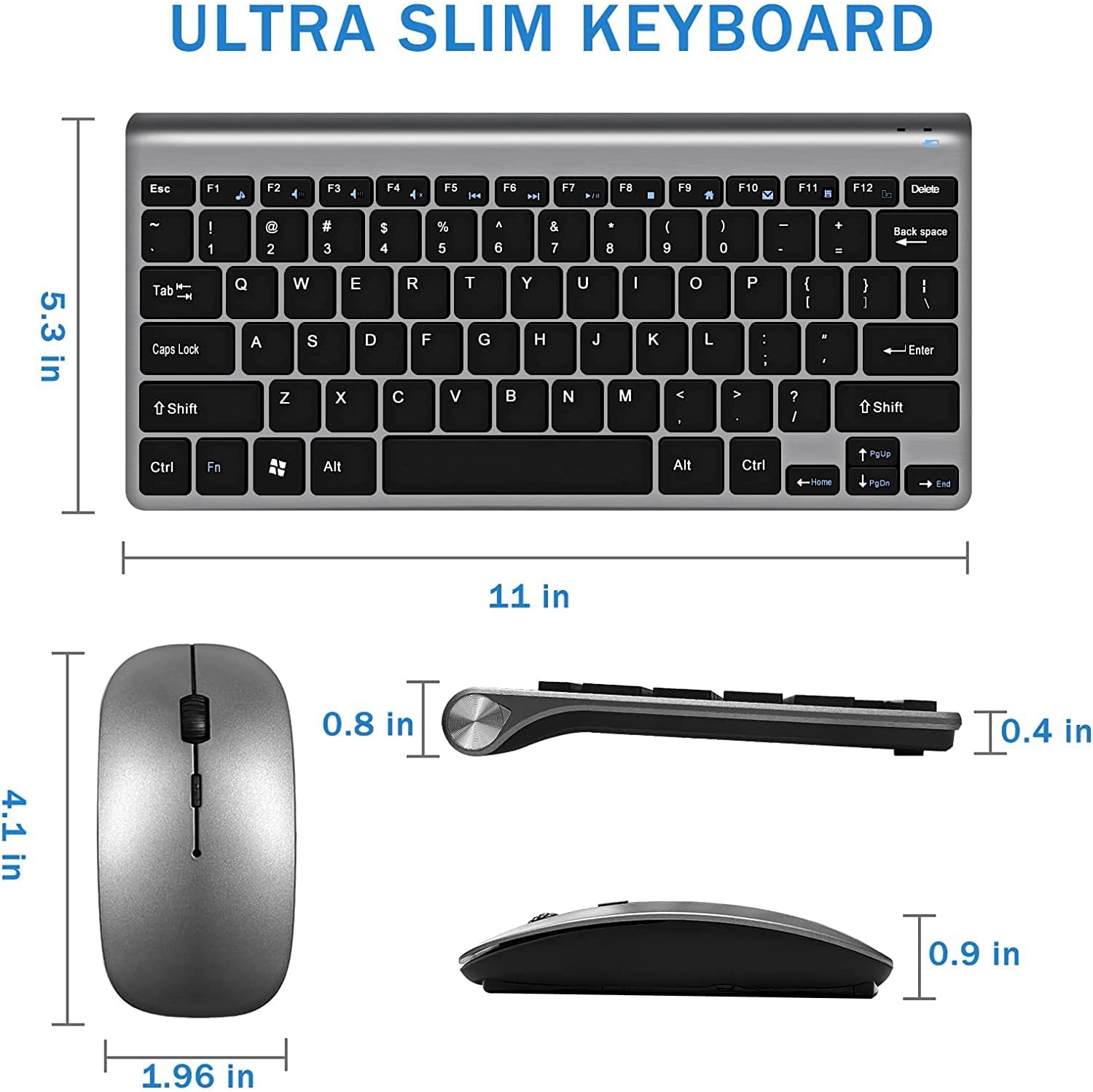 Wireless Keyboard and Mouse Combo, Compact Quiet Wireless Keyboard and Mouse Set 2.4G Ultra-Thin Sleek Design for Windows, Computer, Desktop, PC,