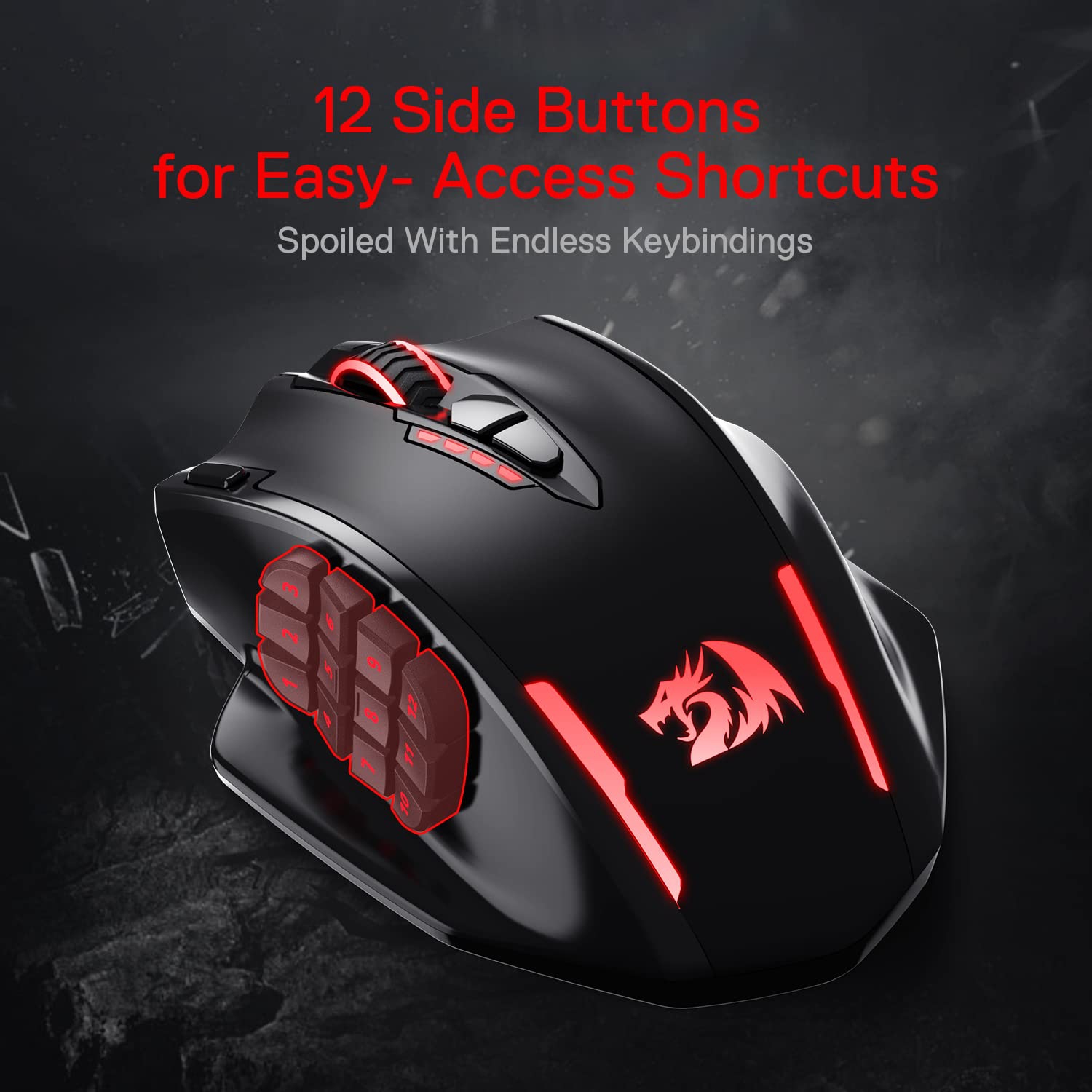Redragon M913 Impact Elite Wireless Gaming Mouse, 16,000 DPI Wired/Wireless RGB Gamer Mouse with 16 Programmable Buttons, 45 Hr Battery and Pro