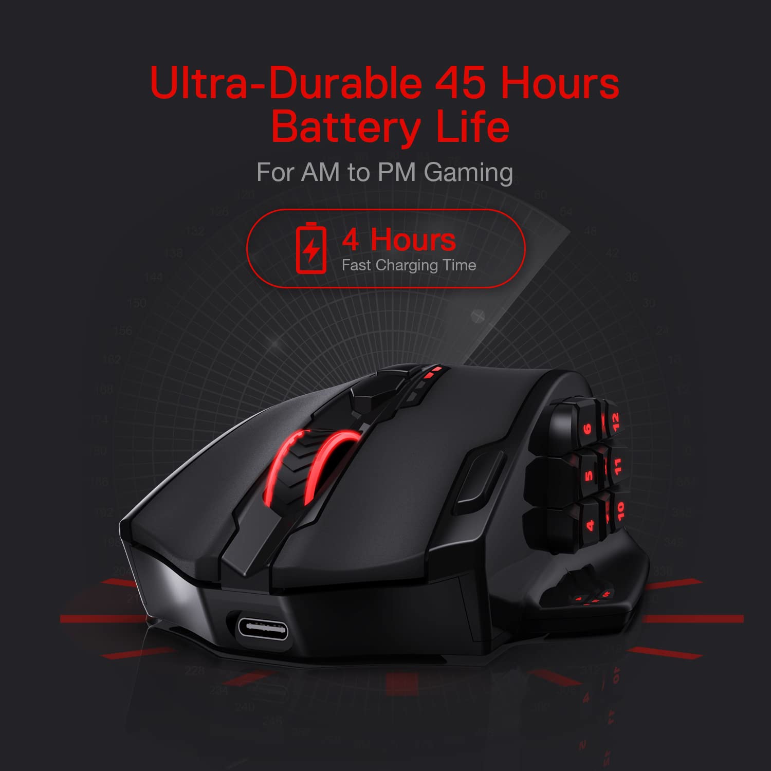 Redragon M913 Impact Elite Wireless Gaming Mouse, 16,000 DPI Wired/Wireless RGB Gamer Mouse with 16 Programmable Buttons, 45 Hr Battery and Pro
