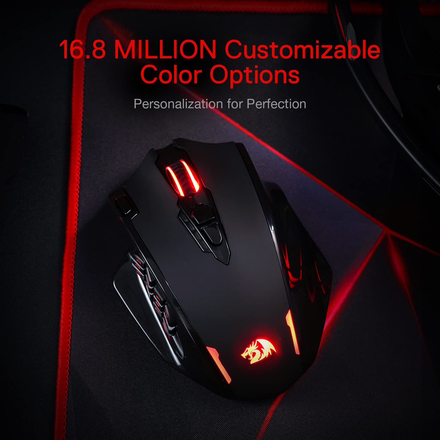 Redragon M913 Impact Elite Wireless Gaming Mouse, 16,000 DPI Wired/Wireless RGB Gamer Mouse with 16 Programmable Buttons, 45 Hr Battery and Pro