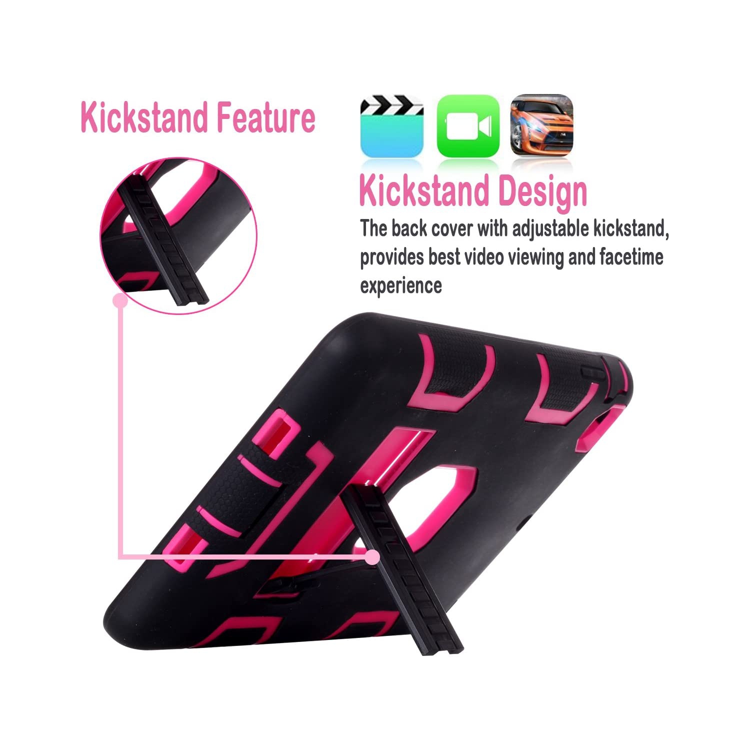 Mini étui iPad, étui iPad Mini 2, étui iPad Mini 3, béquille robuste 3 en 1 Combo étui rigide en silicone pour iPad mini 1 2 3