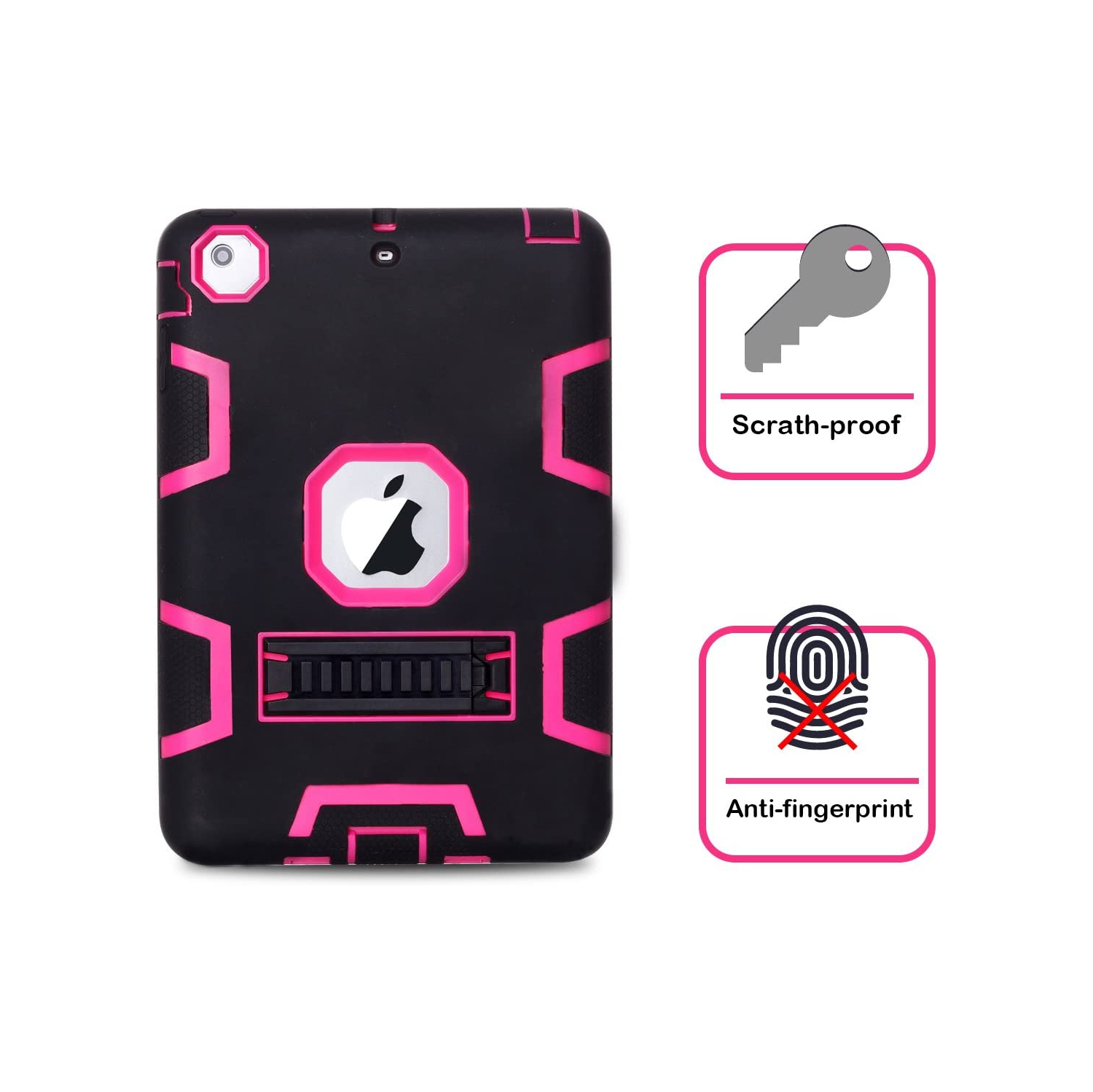 Mini étui iPad, étui iPad Mini 2, étui iPad Mini 3, béquille robuste 3 en 1 Combo étui rigide en silicone pour iPad mini 1 2 3