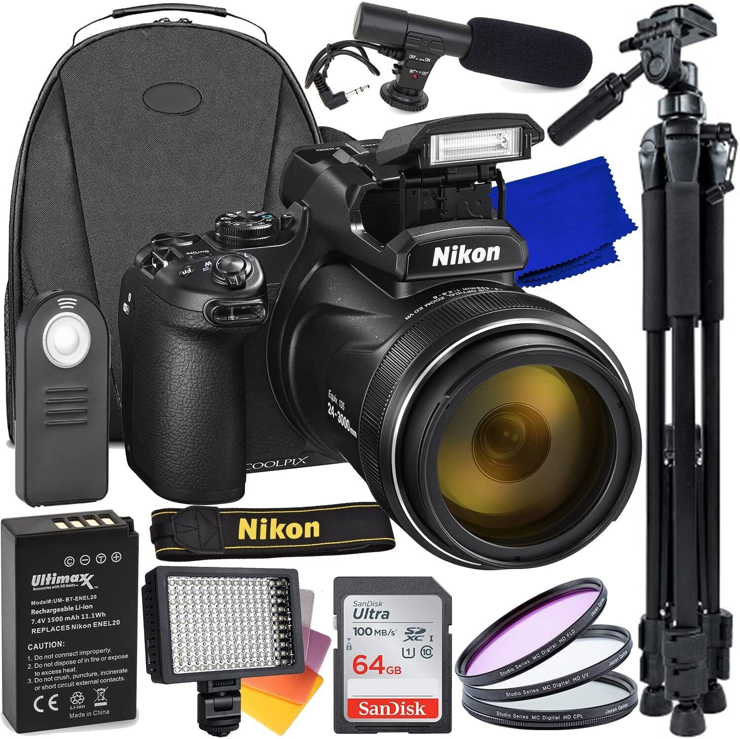 Nikon Coolpix P1000 16MP 4K Digital Camera 26522 - 12PC Accessory Bundle