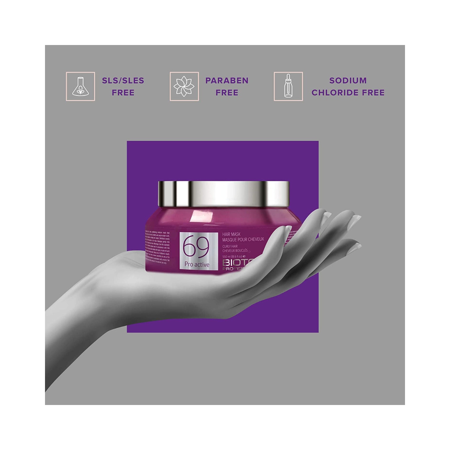 Masque capillaire 69 Pro Active Curly 550 ml de Biotop