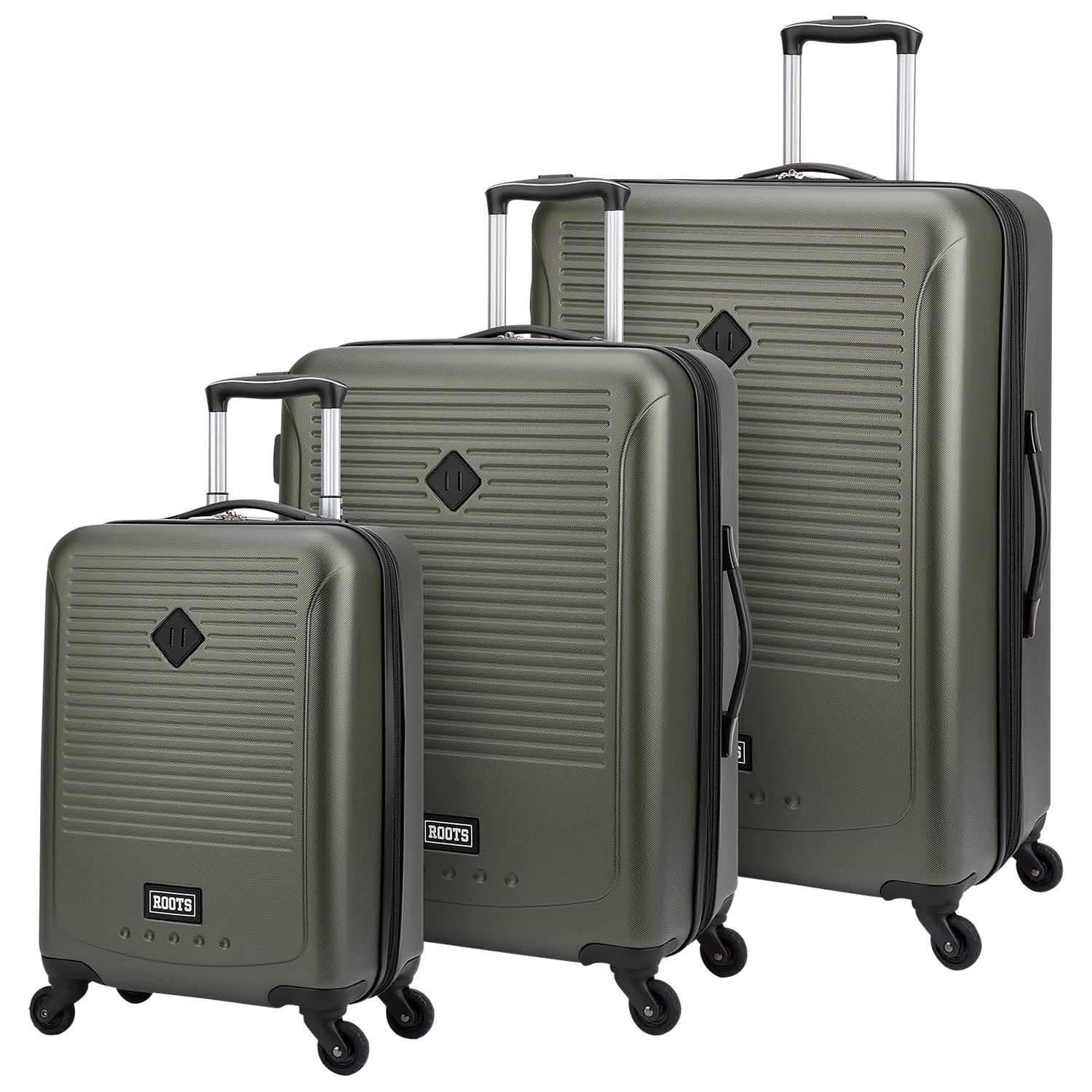 Roots Baffin 3-Piece Hard Side Expandable Luggage Set - Olive - Only at Best Buy