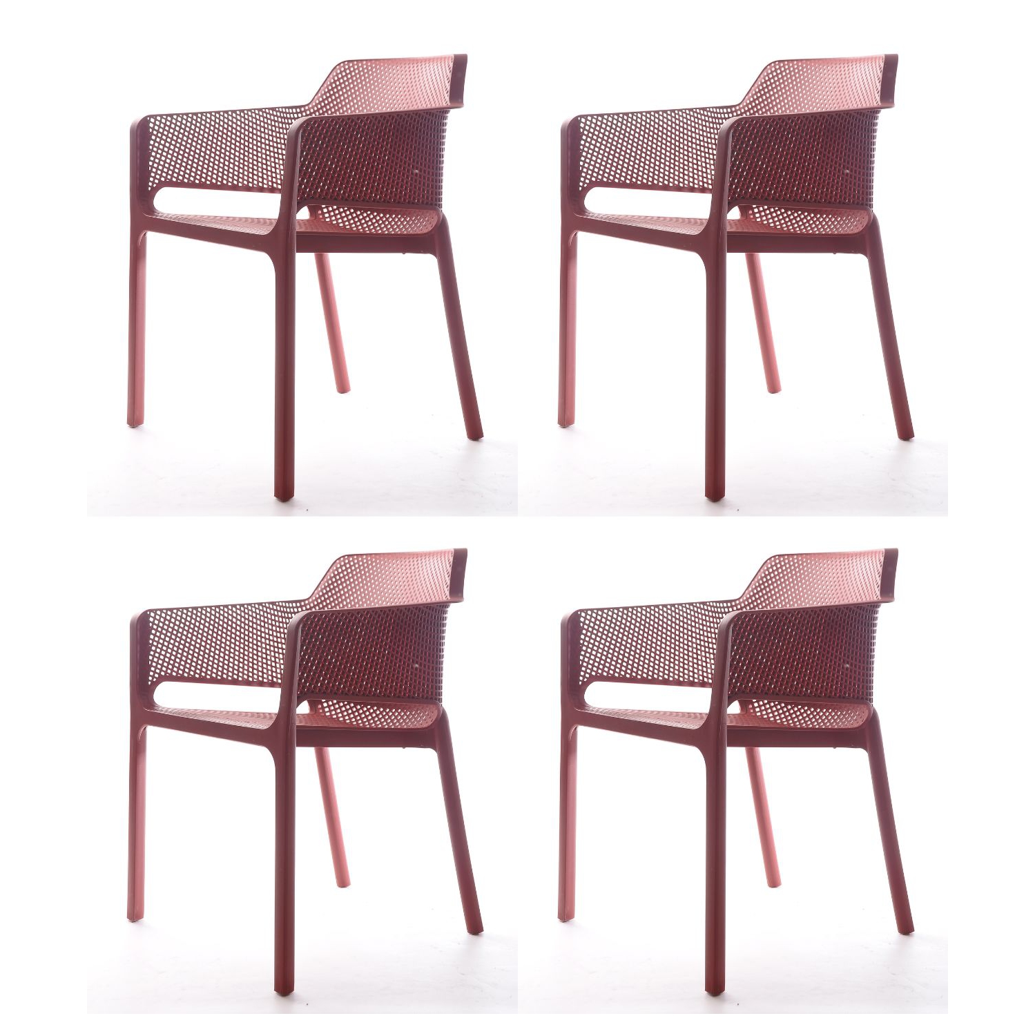 Plastic Resin Chair with Hole Detail - Red