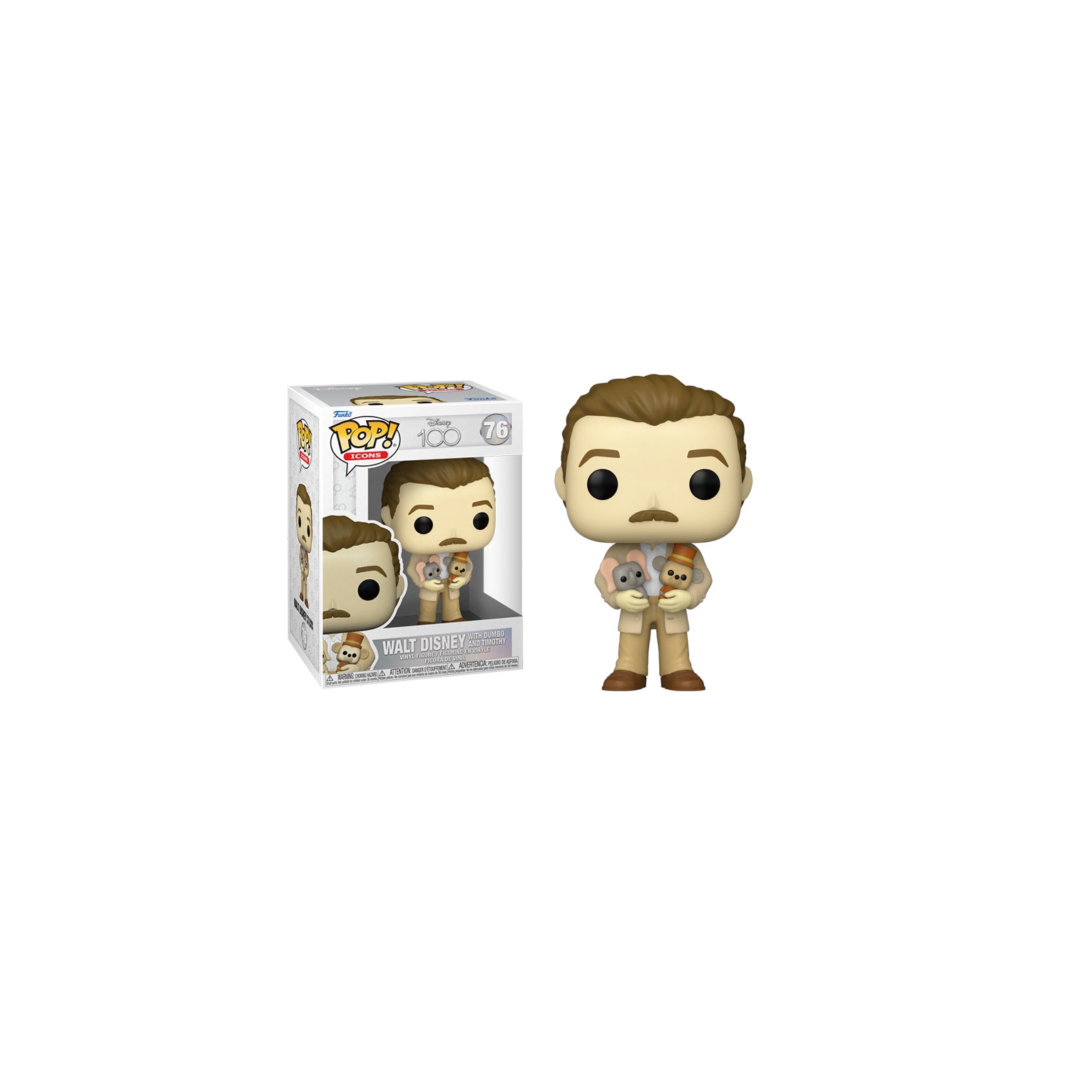Funko Pop! Icons Disney 100th Anniversary Vinyl Figure Walt Disney with Dumbo and Timothy #76