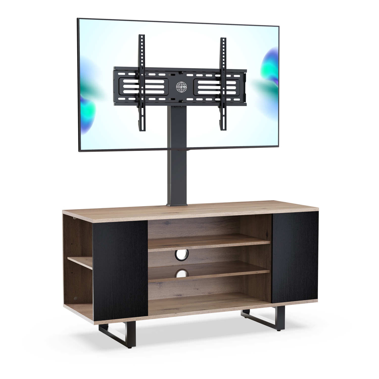 FITUEYES Swivel Corner TV Stand for 32 to 70 inches LED LCD Flat Screen Height Adjustable Media Console Gray