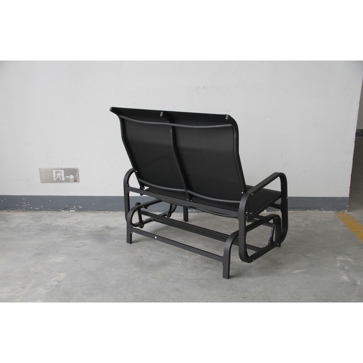 Chaise oscillante 2 places en textilène avec cadre en aluminium - Noir