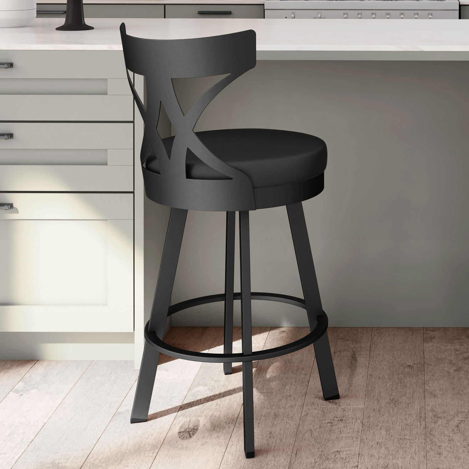 Washington Modern Counter Height Barstool - Black