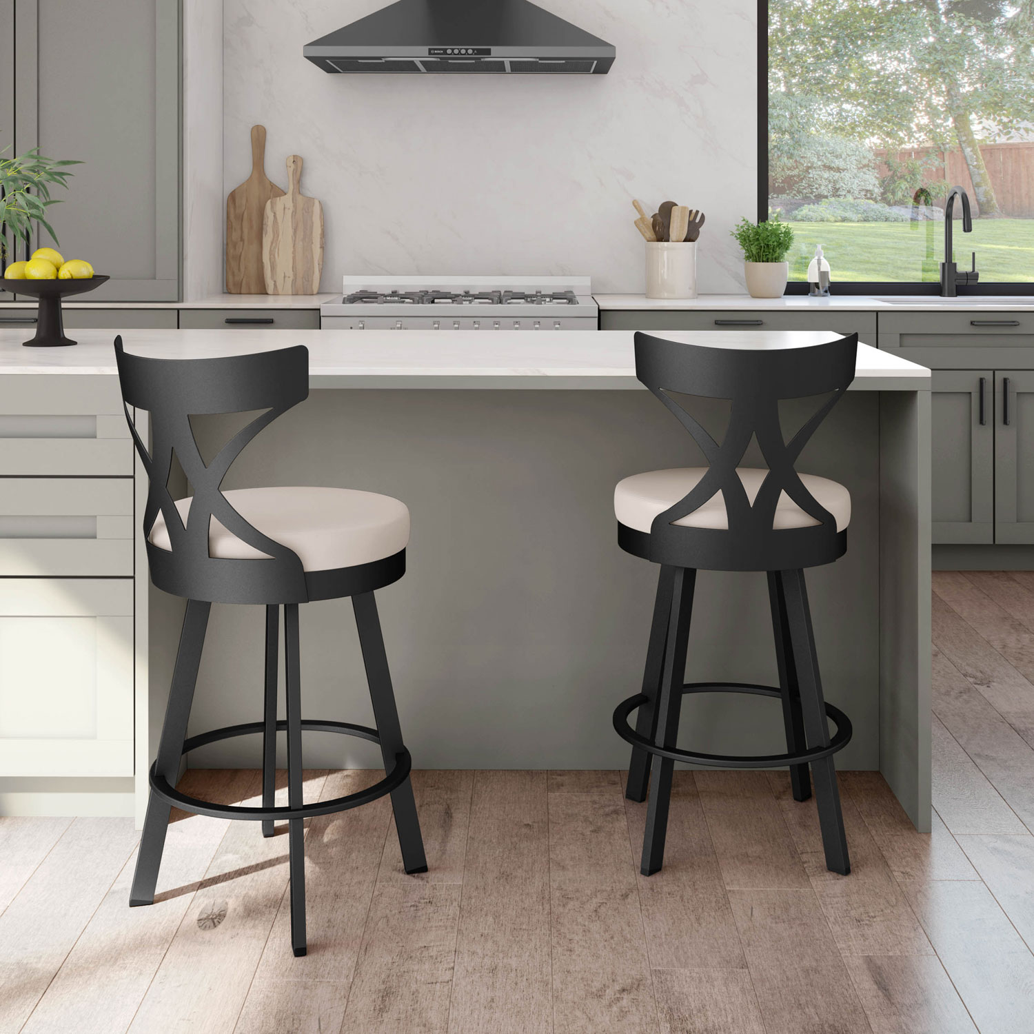 Washington Modern Counter Height Barstool - Cream/Black