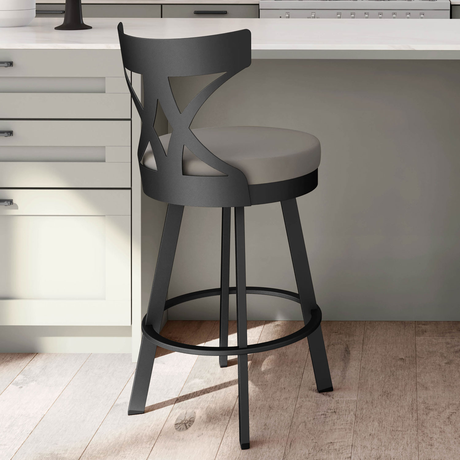 Washington Modern Counter Height Barstool - Taupe Grey/Black
