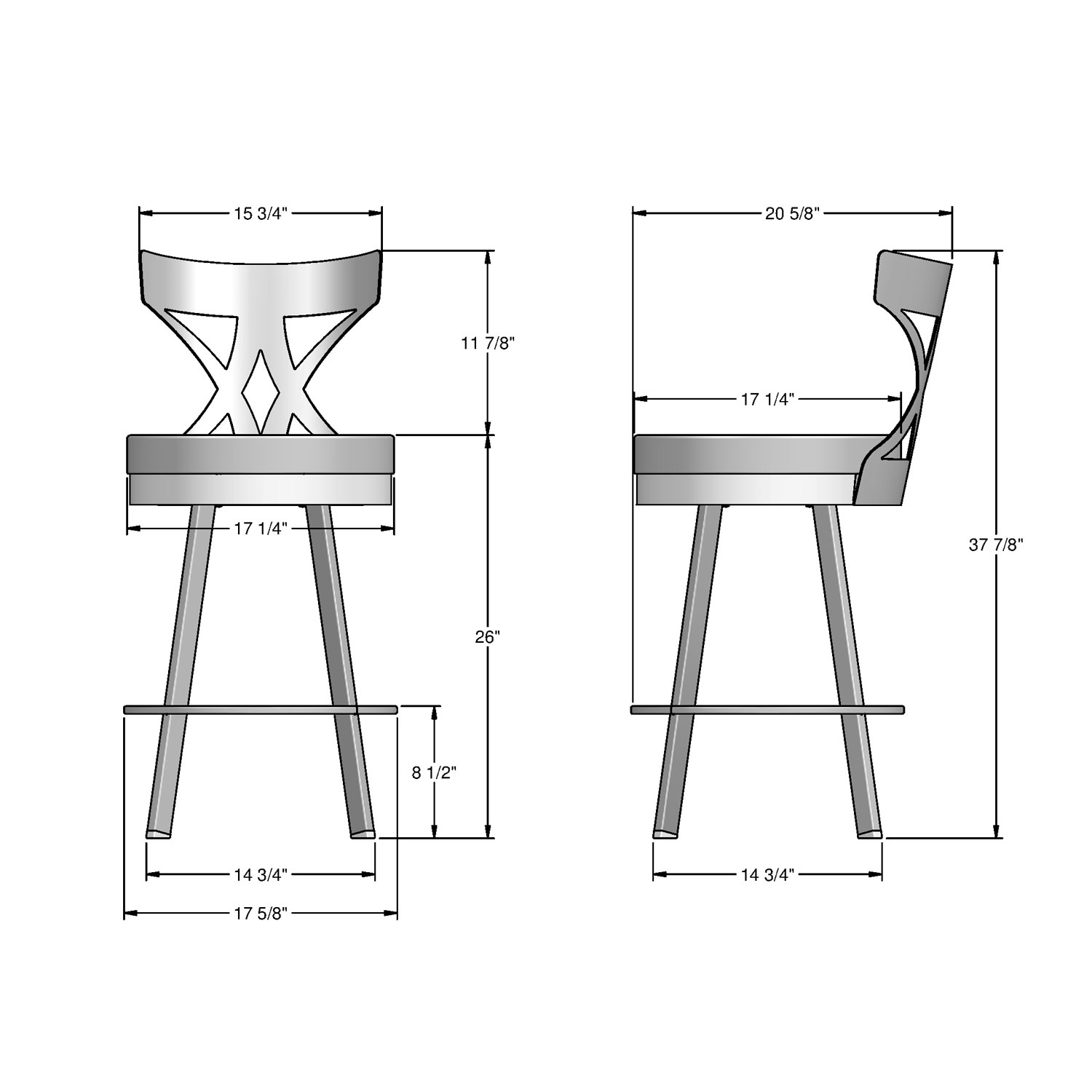 Washington Modern Counter Height Barstool - Taupe Grey/Black