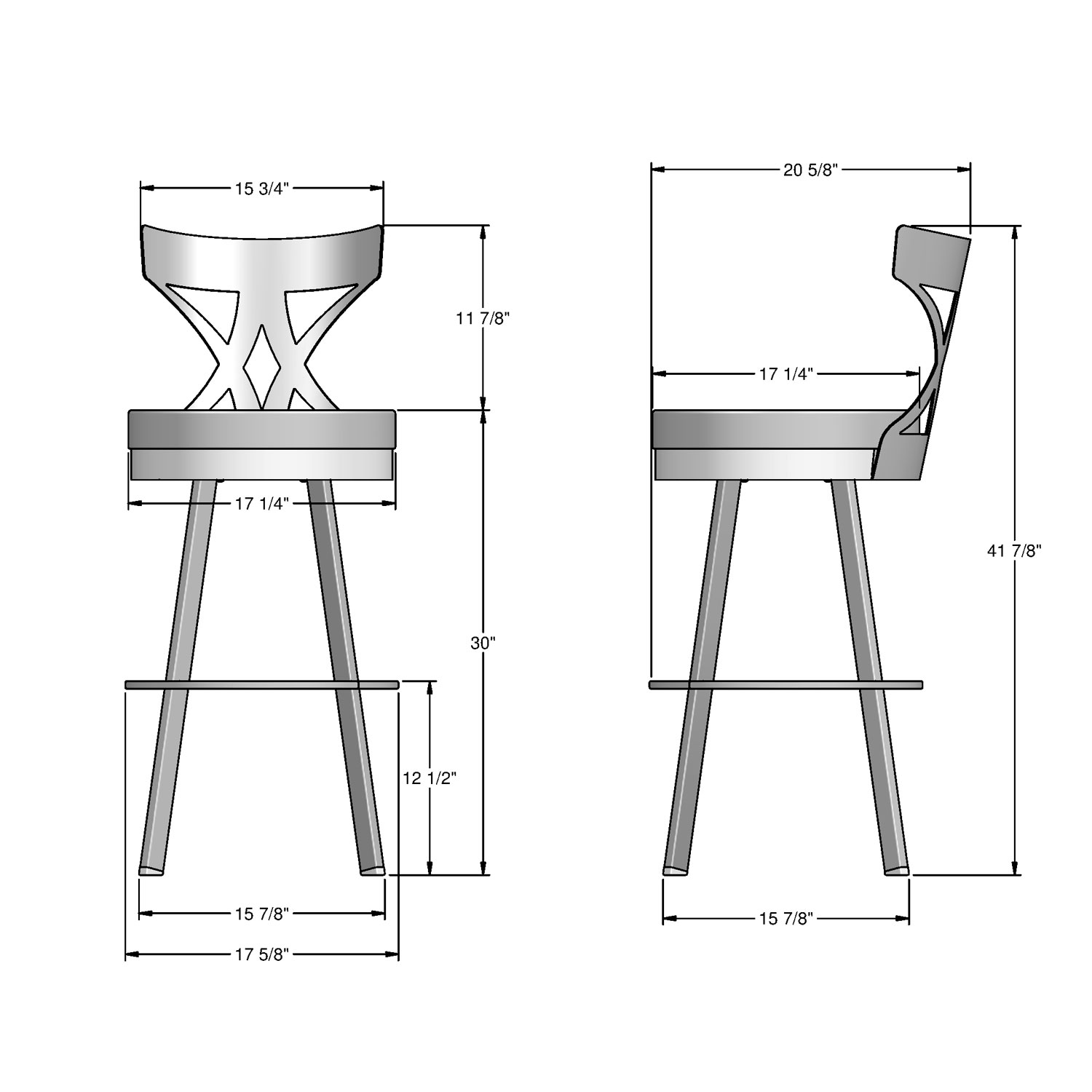Washington Modern Bar Height Barstool - Black