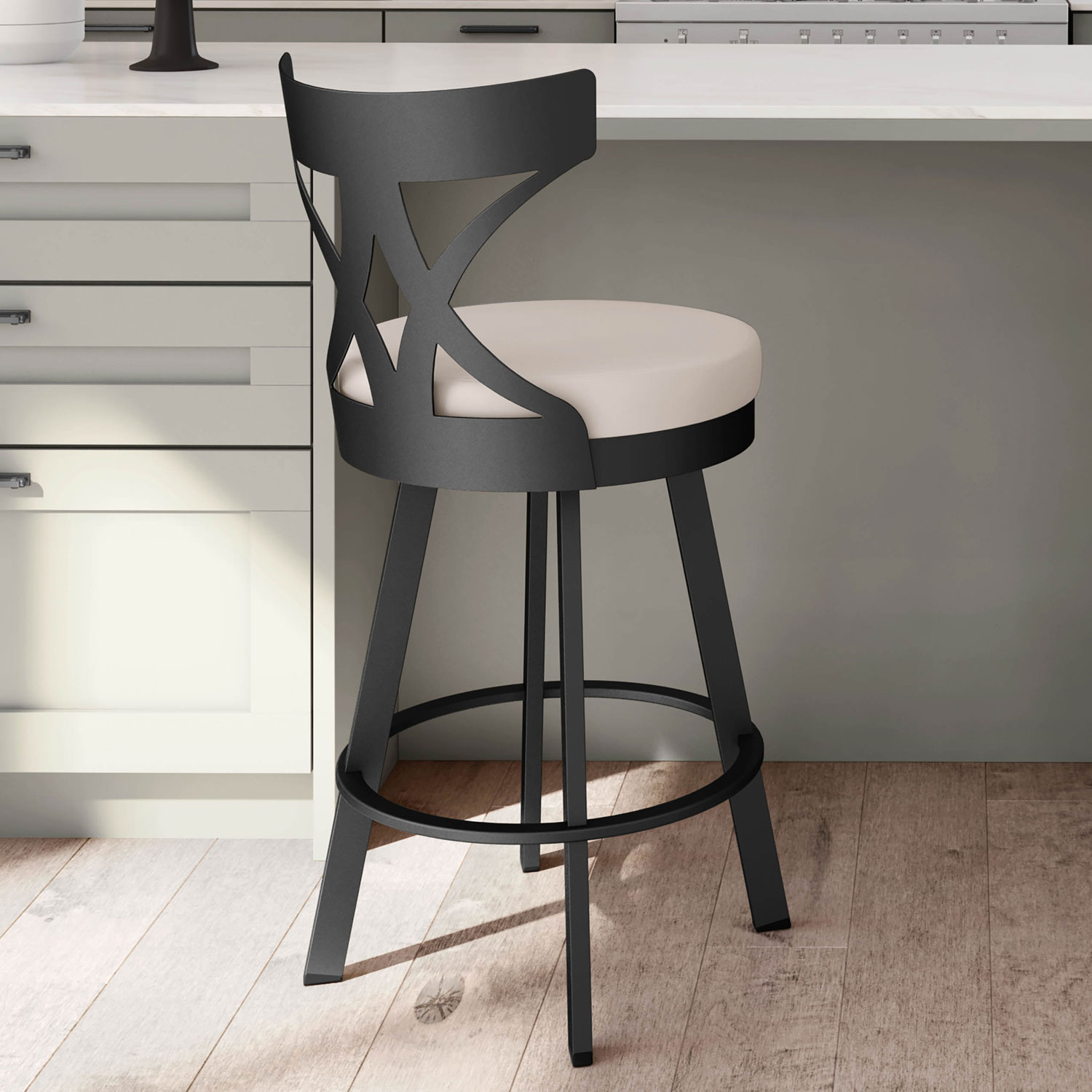 Washington Modern Bar Height Barstool - Cream/Black