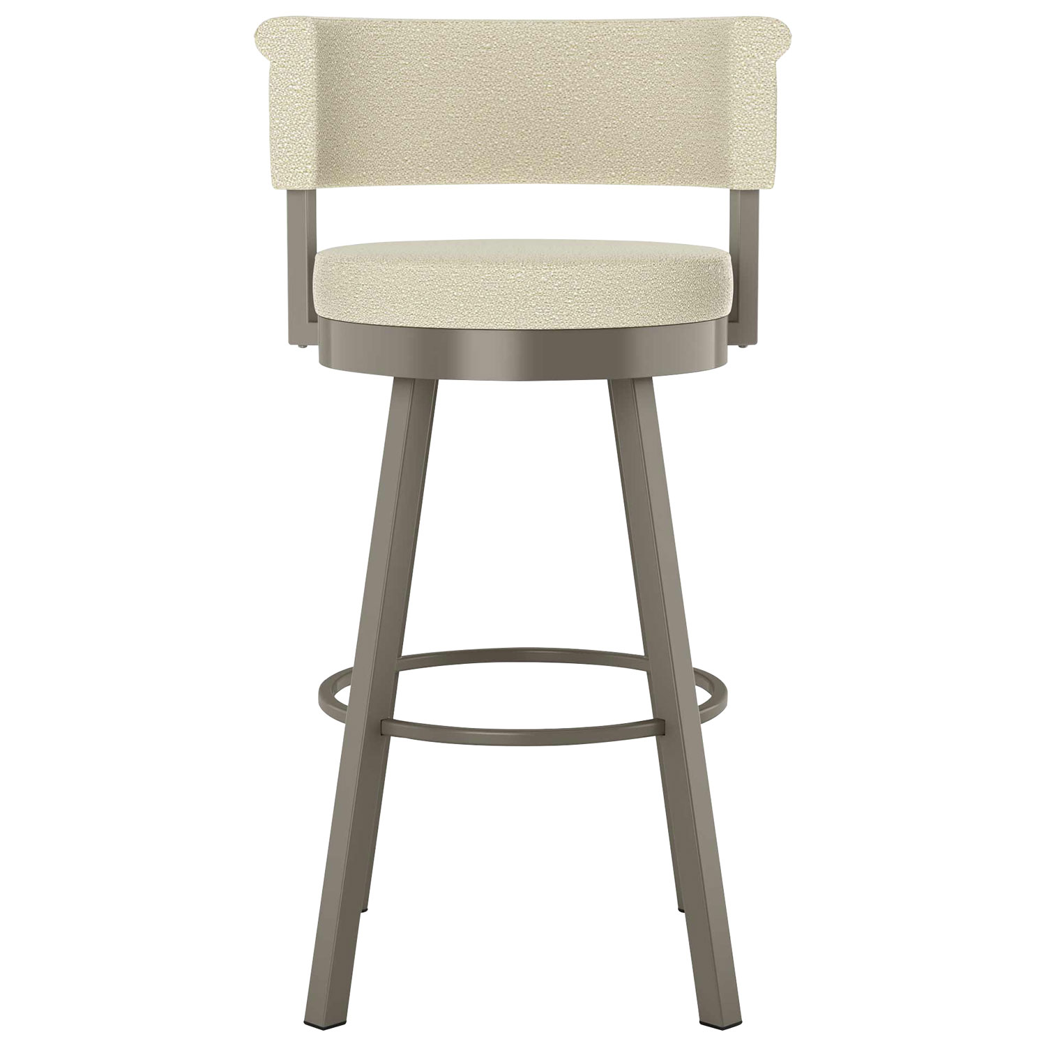 Tabouret de bar contemporain à hauteur de comptoir Rosco - Bouclé crème/Gris