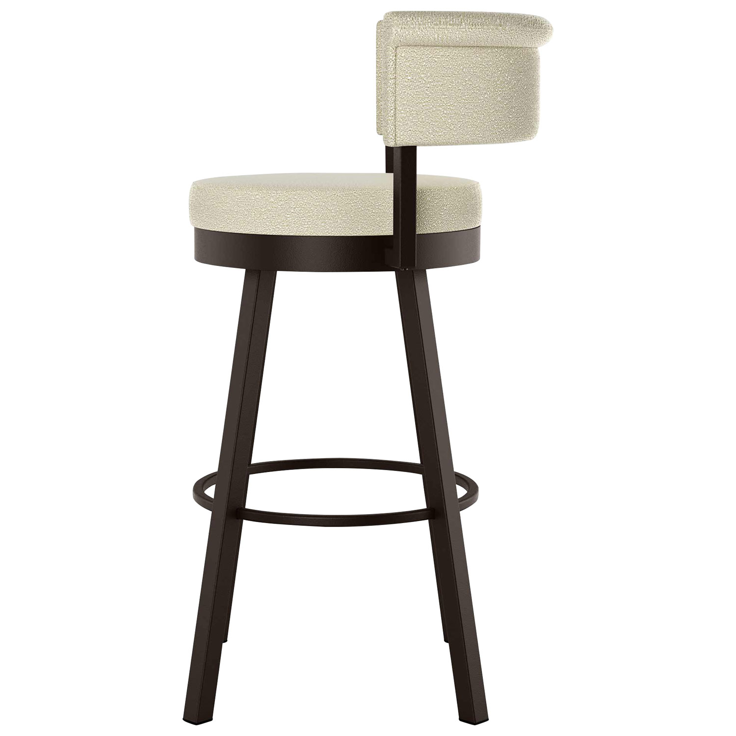 Tabouret de bar contemporain à hauteur de bar Rosco - Bouclé crème/Brun foncé