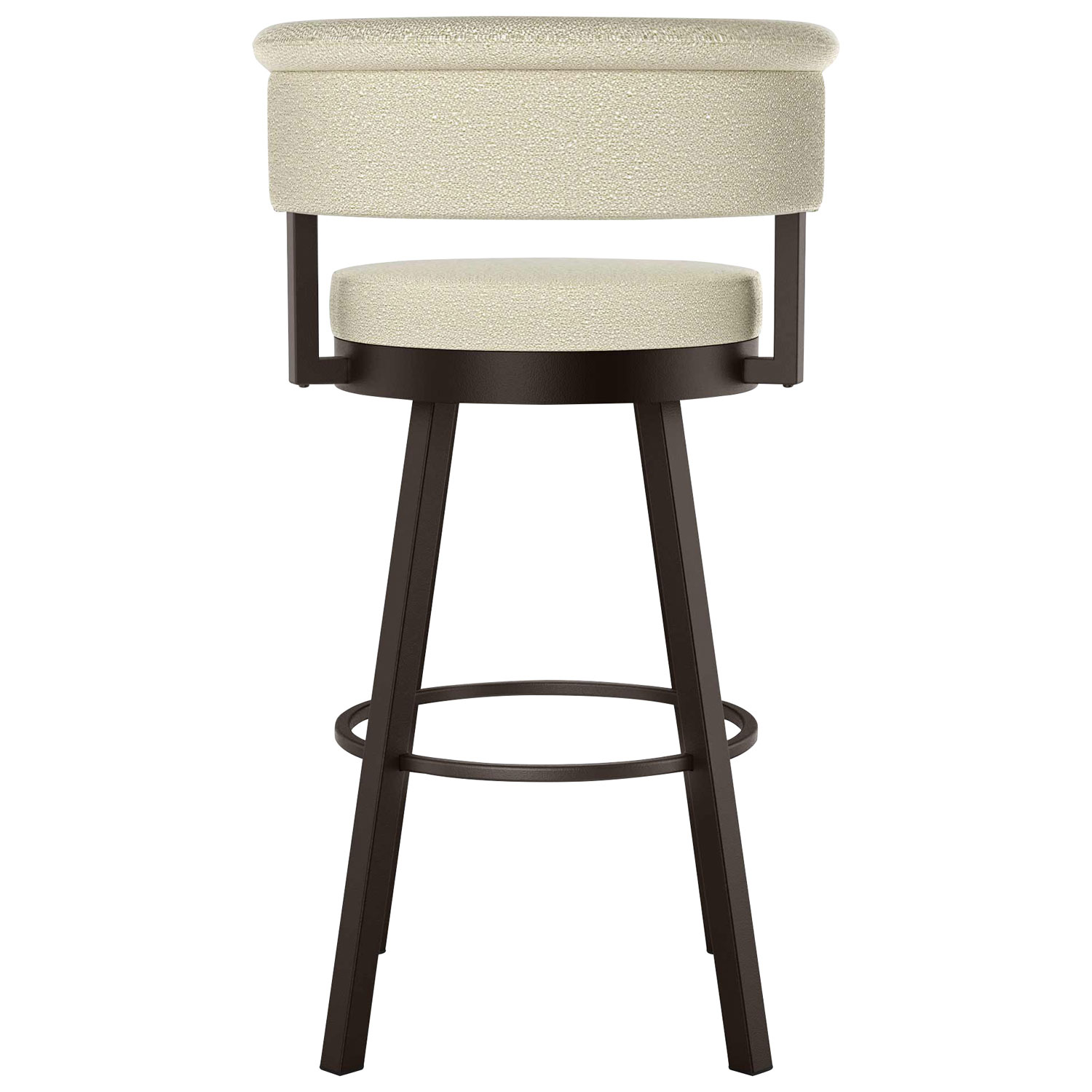 Tabouret de bar contemporain à hauteur de bar Rosco - Bouclé crème/Brun foncé