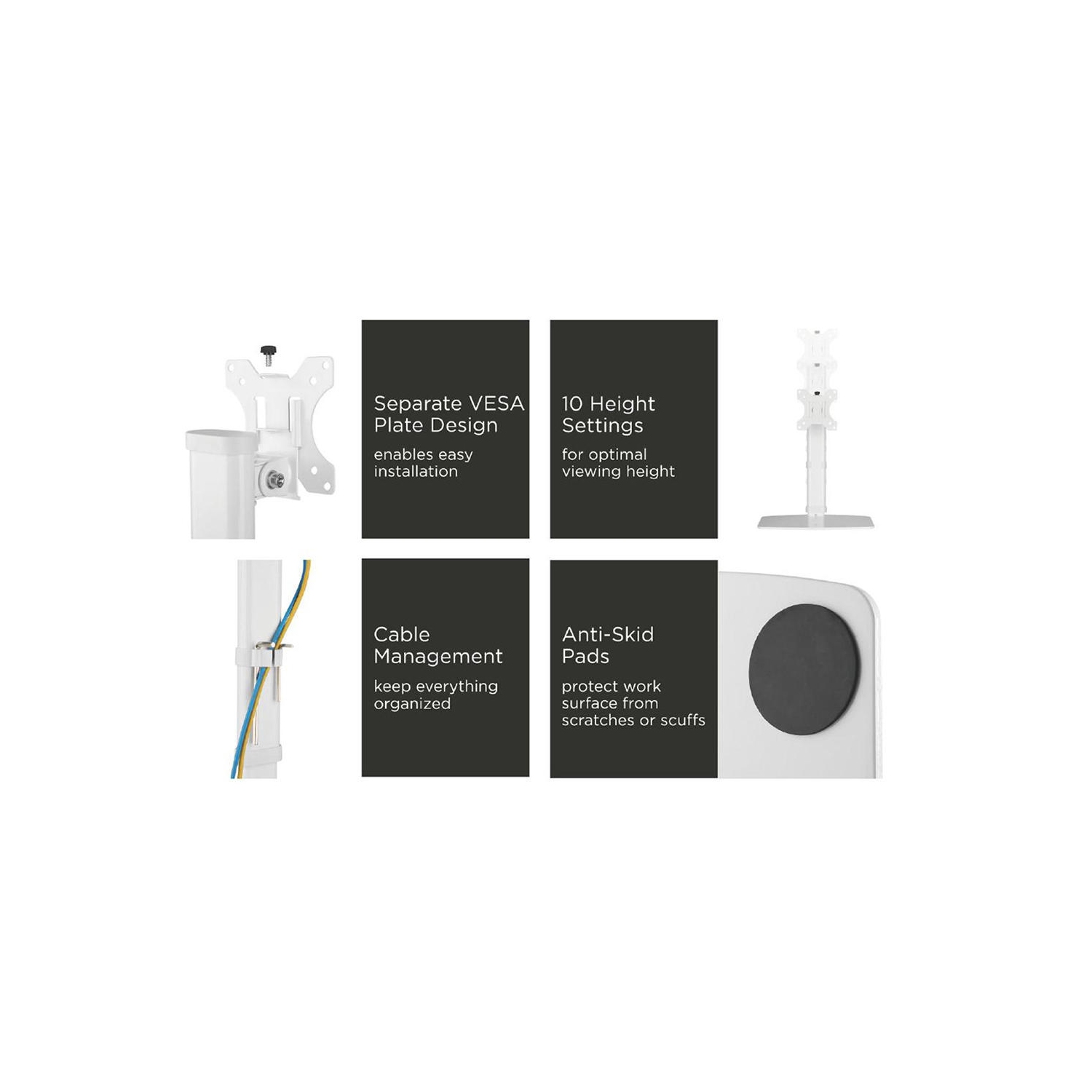 Support de moniteur de 17 à 27 pouces, élévateur vertical d'écran robuste à montage sur un bureau avec 10 réglages de hauteur