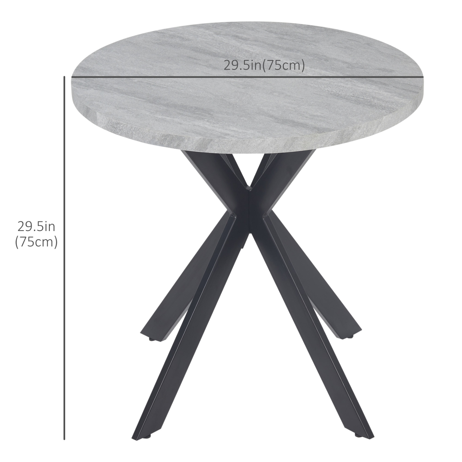 HOMCOM 29" Round Dining Table for 2-4 People, Modern Contemporary Kitchen Table with Steel Legs, Grey