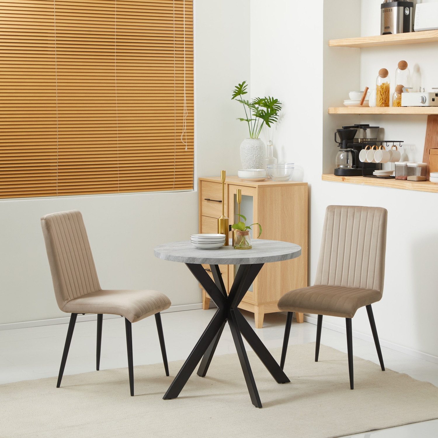 HOMCOM 29" Round Dining Table for 2-4 People, Modern Contemporary Kitchen Table with Steel Legs, Grey