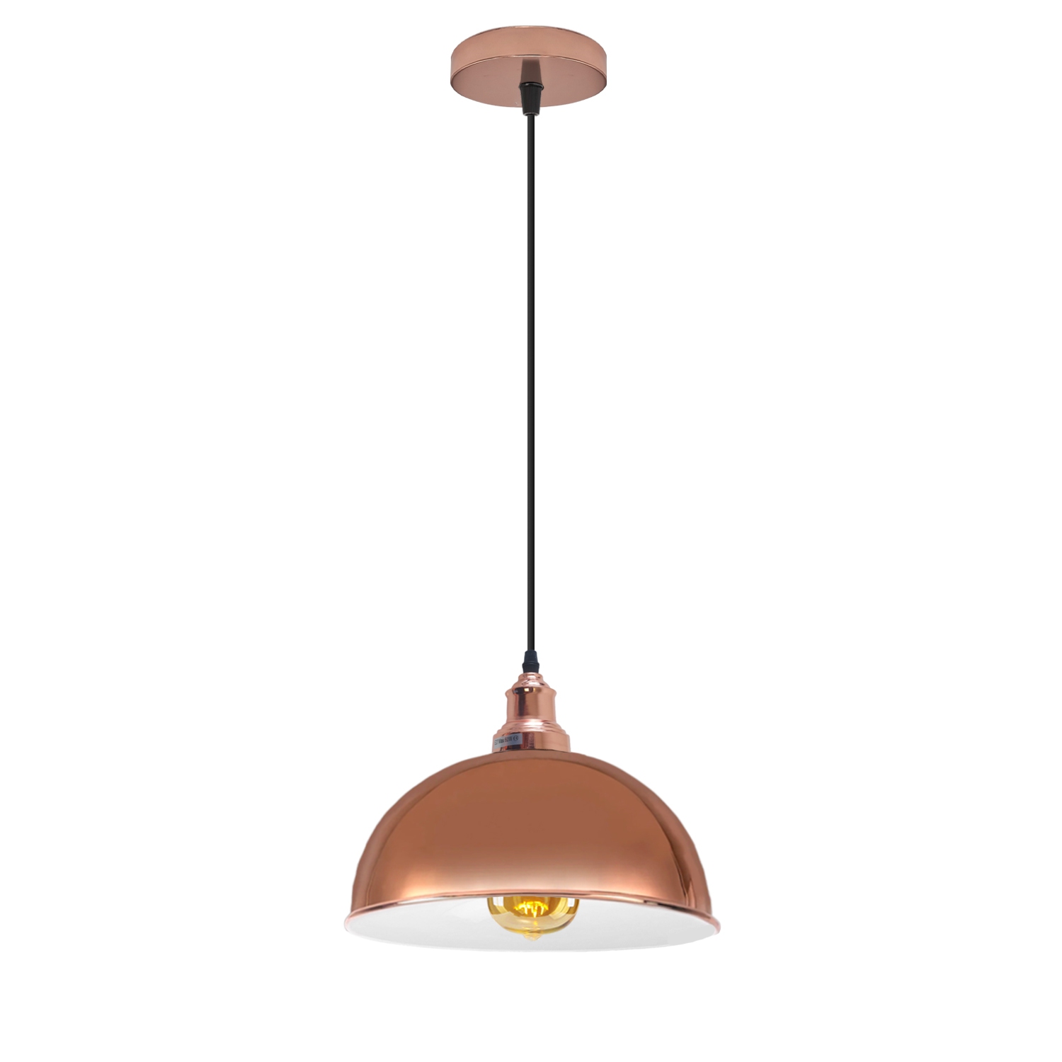 Relicelectrical Vintage Industrial Rose Gold Dome Pendant Light - E26 Base Hanging Ceiling Fixture