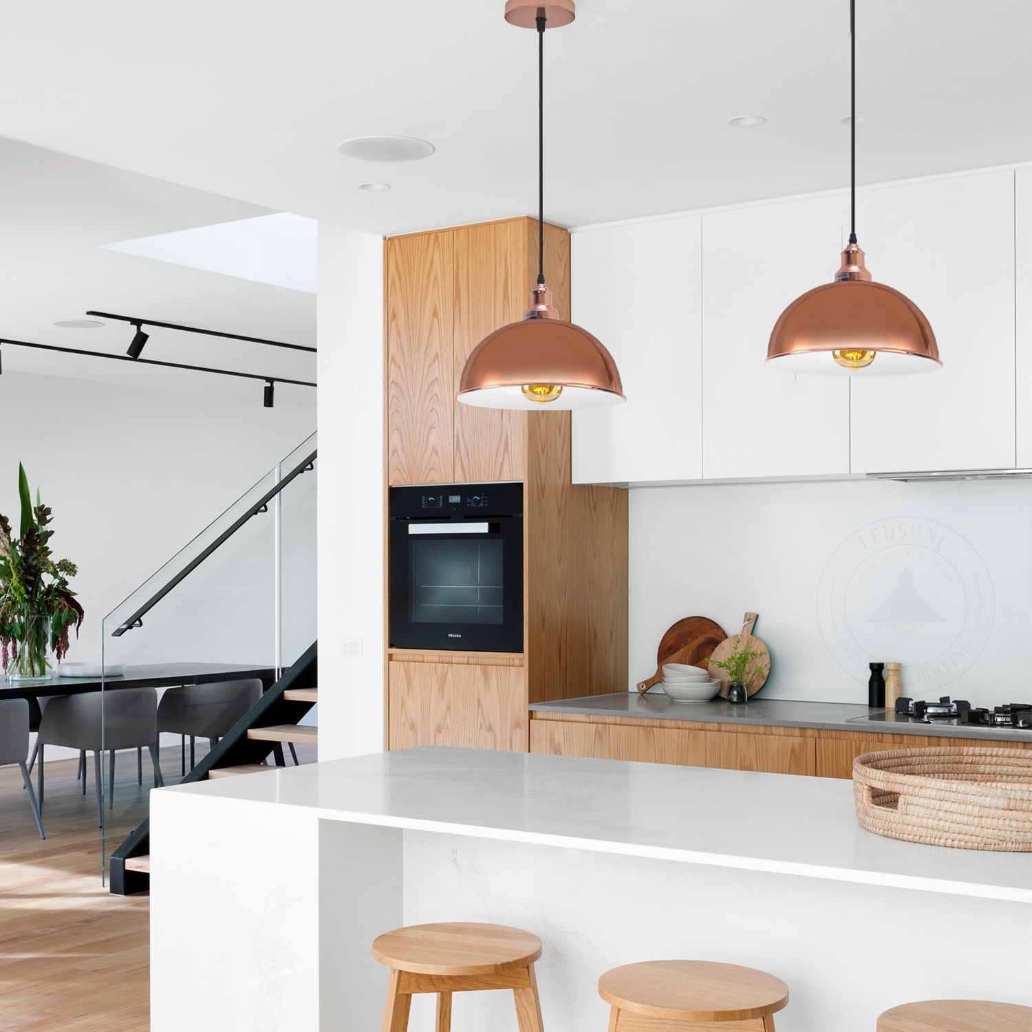 Relicelectrical Vintage Industrial Rose Gold Dome Pendant Light - E26 Base Hanging Ceiling Fixture