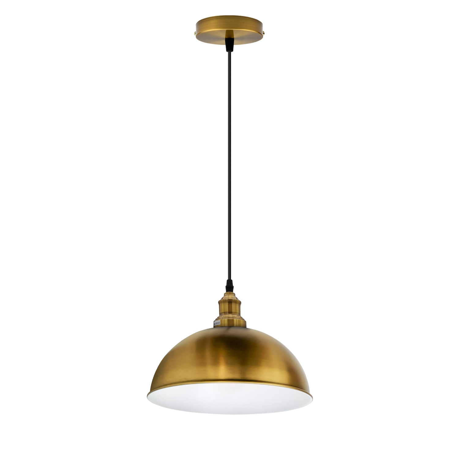 Relicelectrical Vintage Industrial Yellow Brass Dome Pendant Light - E26 Base Hanging Ceiling Fixture