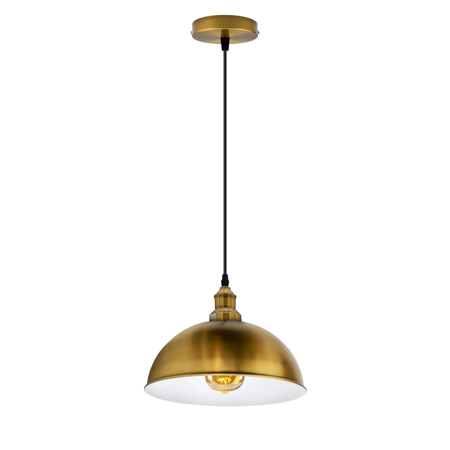 Relicelectrical Vintage Industrial Yellow Brass Dome Pendant Light - E26 Base Hanging Ceiling Fixture