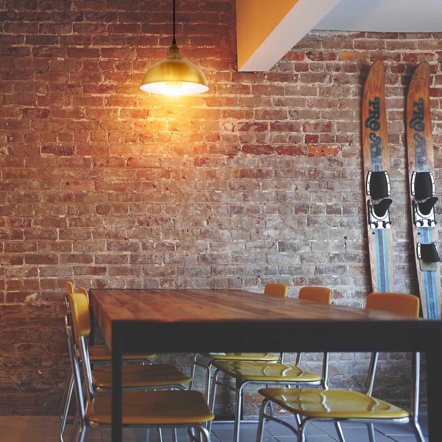 Relicelectrical Vintage Industrial Yellow Brass Dome Pendant Light - E26 Base Hanging Ceiling Fixture