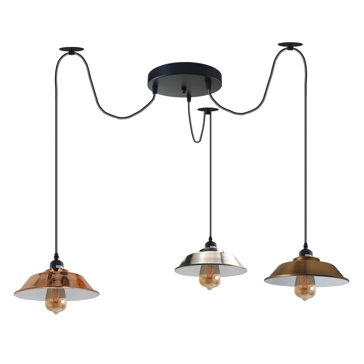 Suspension de style araignée de style araignée avec 3 lampes multicolores suspendues de RelicElectrical pour le bardeau et le bar de cuisine