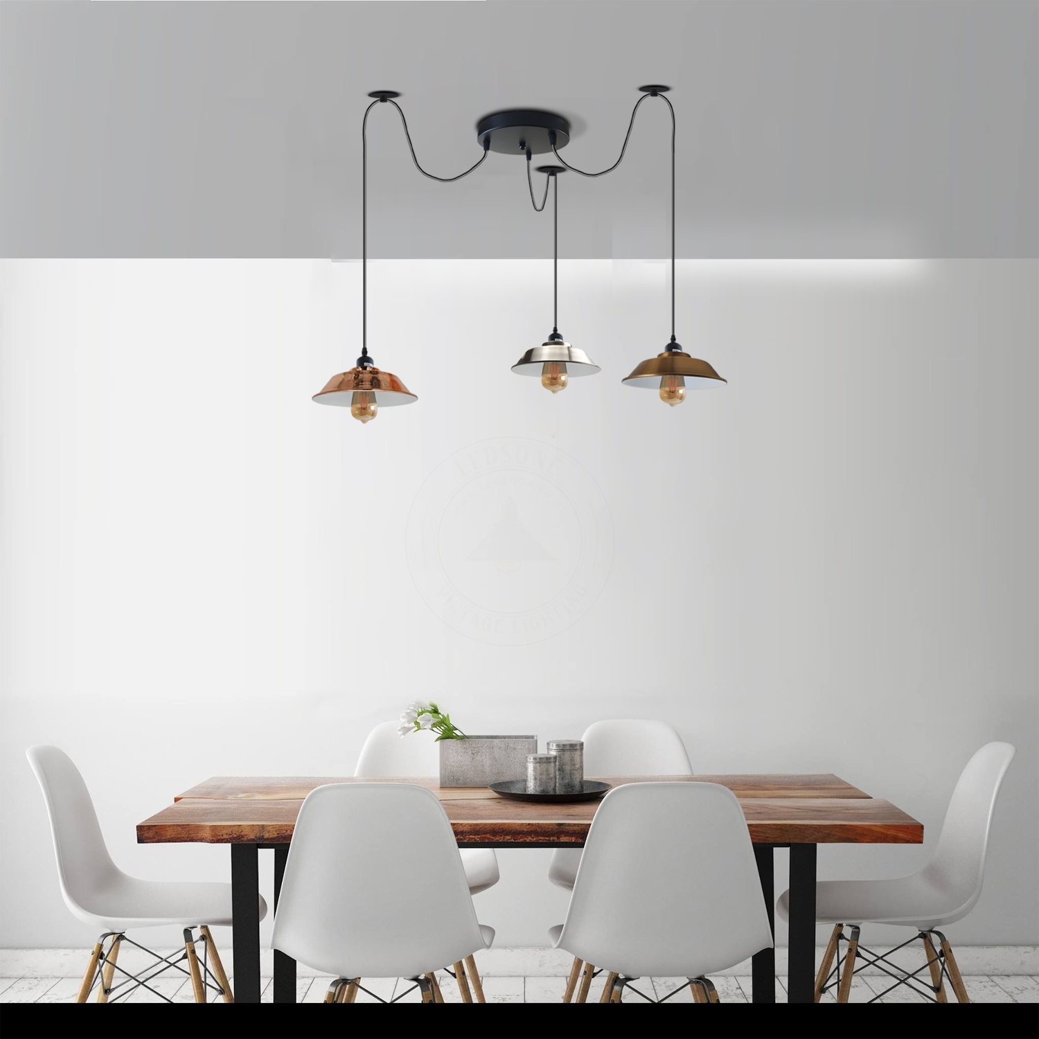 Suspension de style araignée de style araignée avec 3 lampes multicolores suspendues de RelicElectrical pour le bardeau et le bar de cuisine