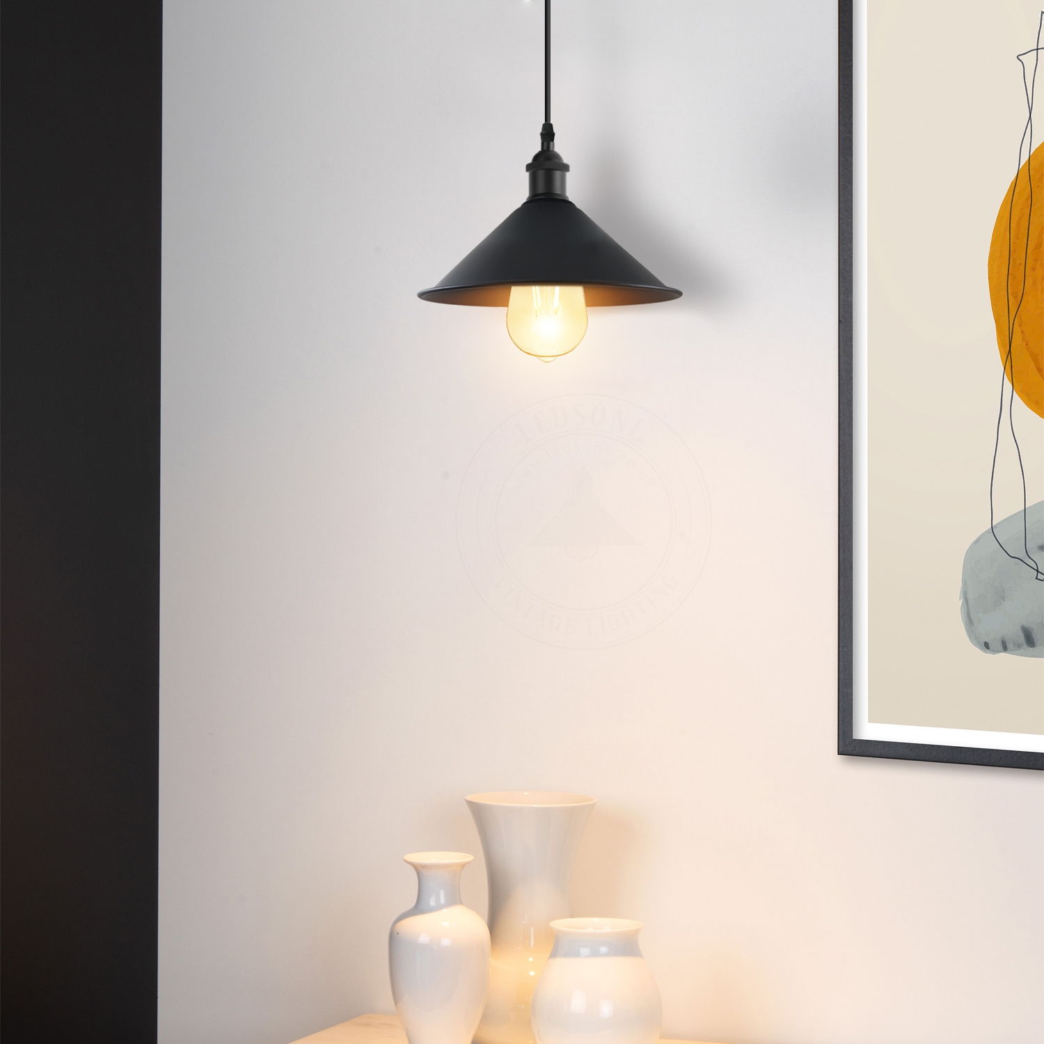 Relicelectrical Vintage Black Ceiling Pendant Hanging Light