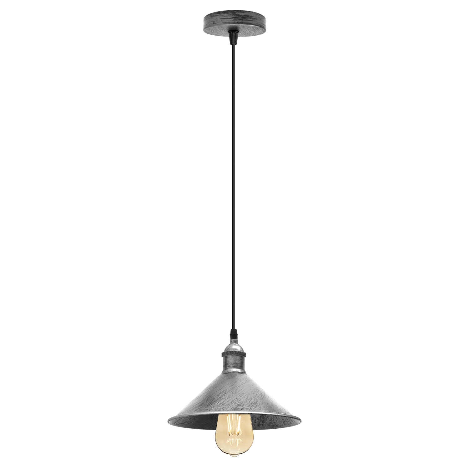 Relicelectrical Vintage Brushed silver Ceiling pendant Hanging Light