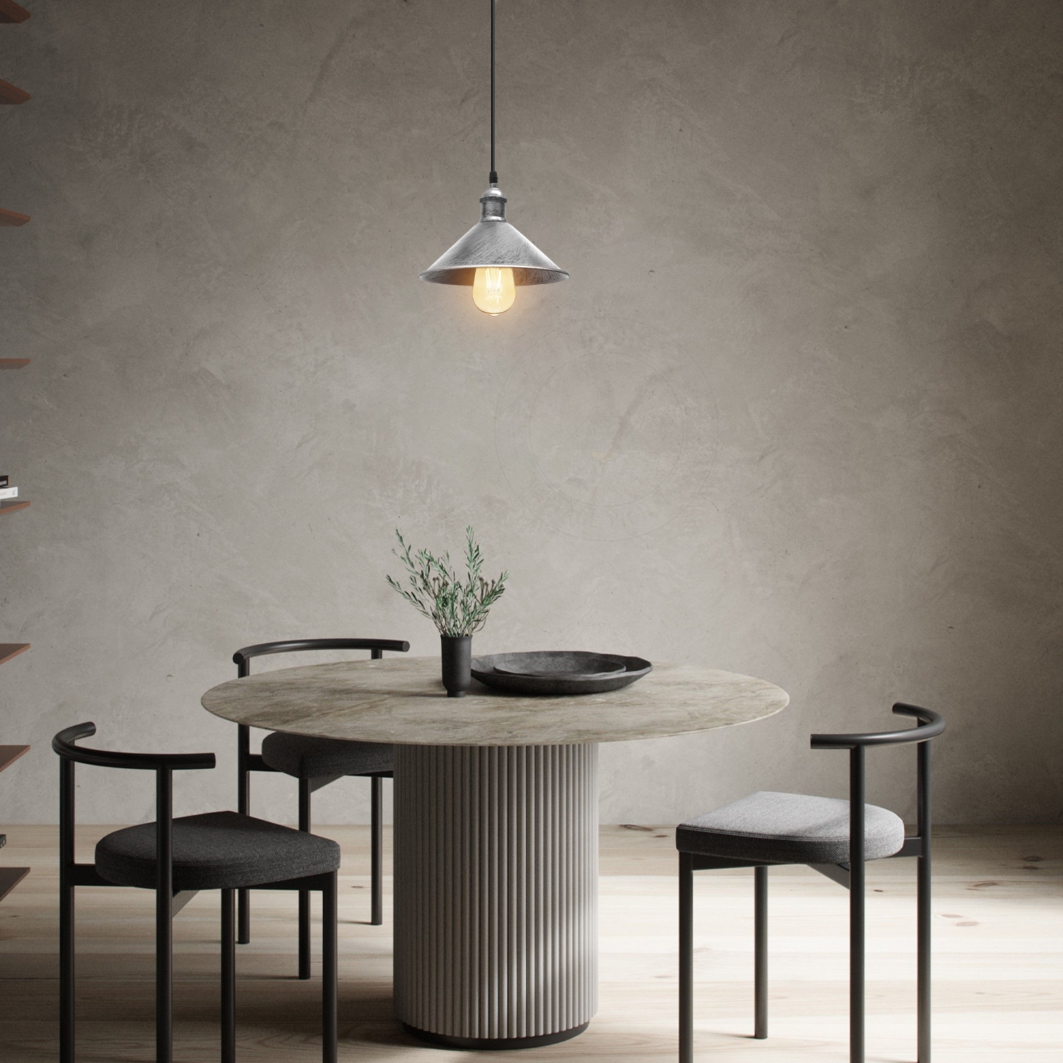 Relicelectrical Vintage Brushed silver Ceiling pendant Hanging Light