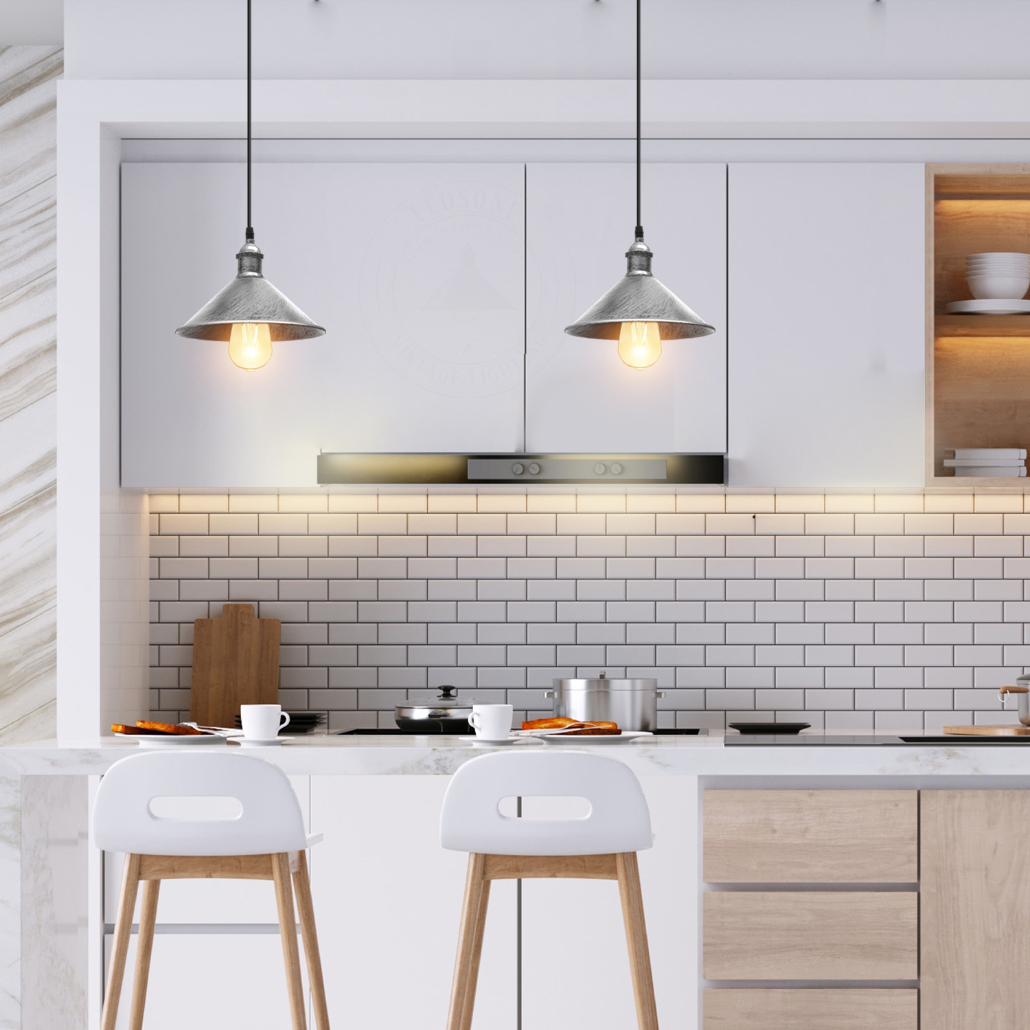 Relicelectrical Vintage Brushed silver Ceiling pendant Hanging Light