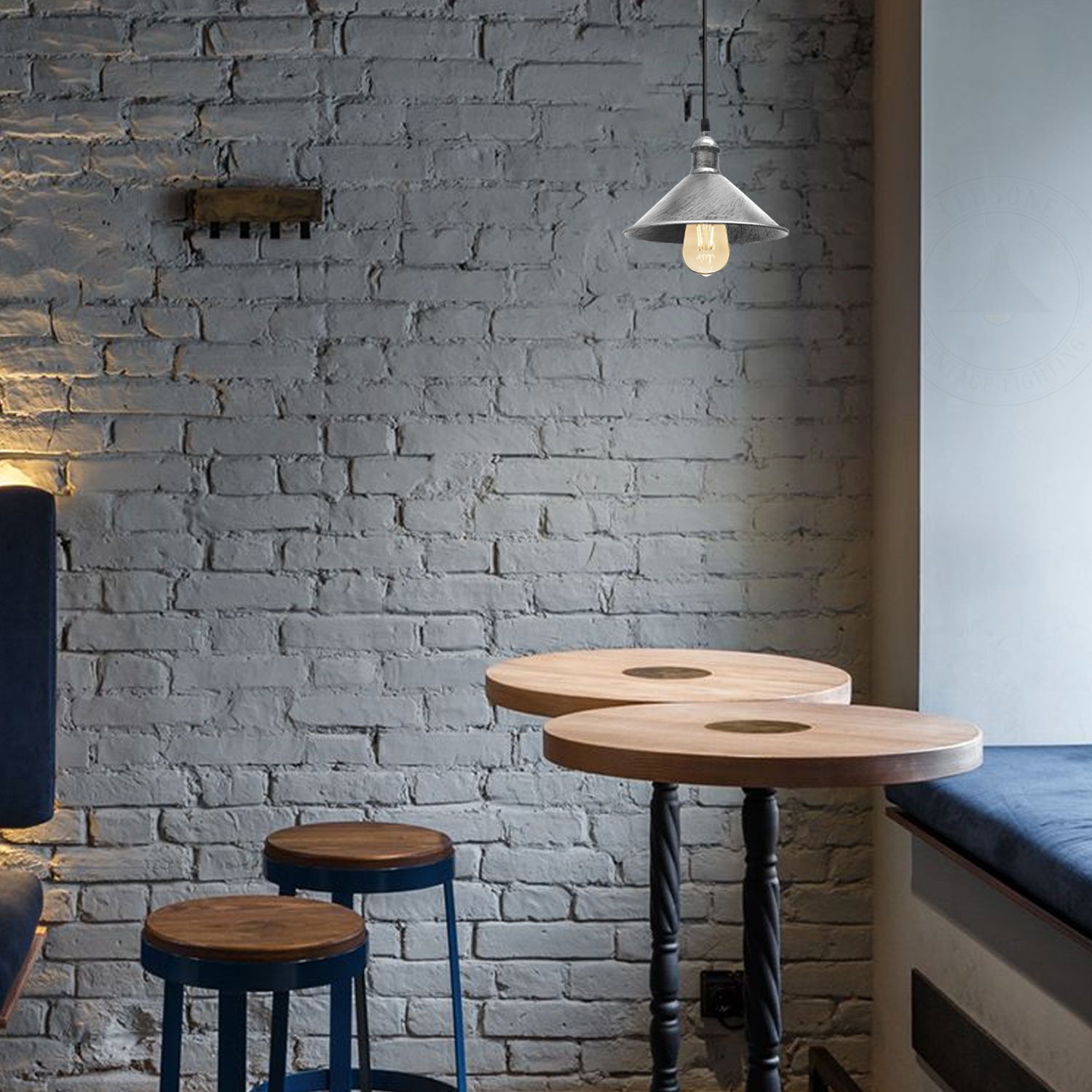 Relicelectrical Vintage Brushed silver Ceiling pendant Hanging Light