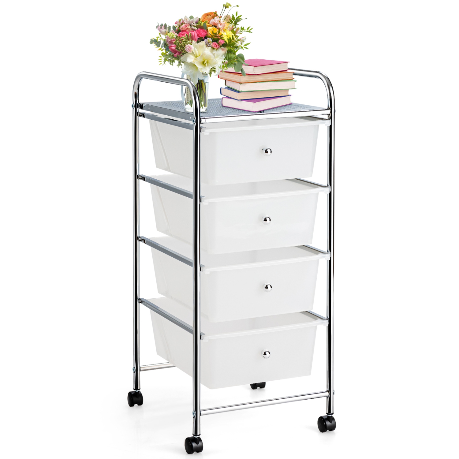Topbuy 4 Drawer Cart Storage Container Bins with wheels for Home&School&Office