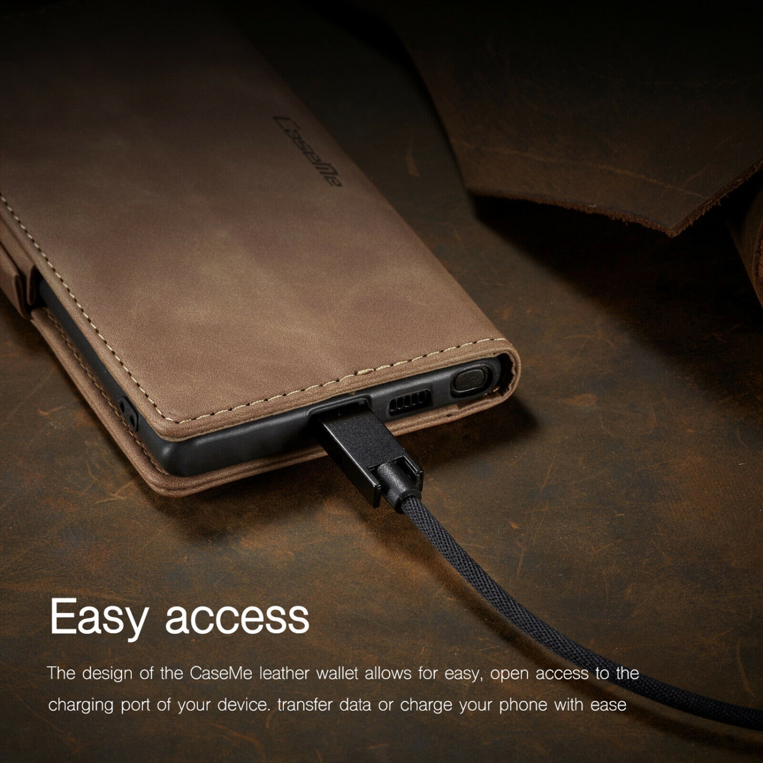 CaseMe Coque pour Samsung Galaxi S23 ULTRA étui portefeuille en cuir au design classique avec fente pour carte et fermeture magnétique -Marron