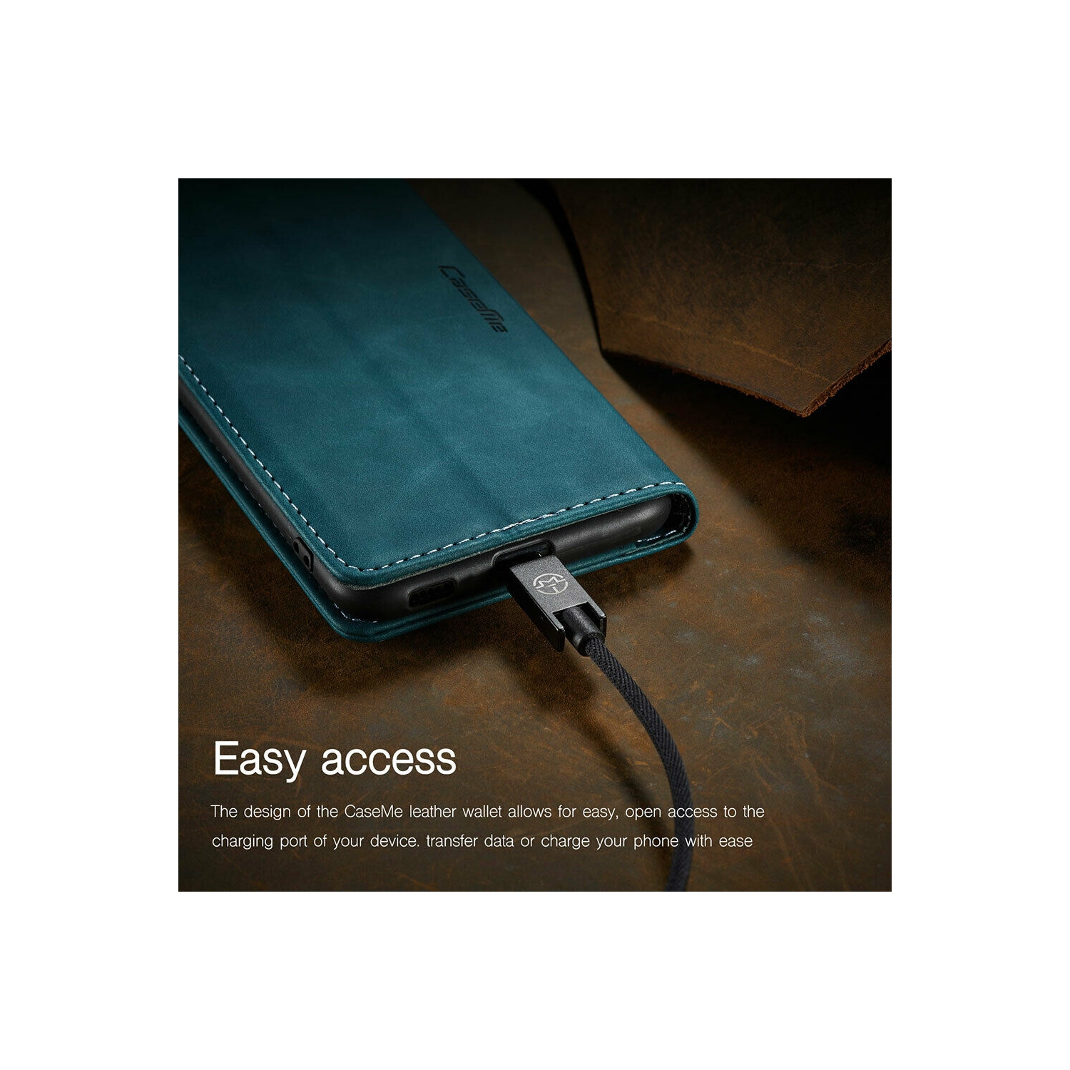 CaseMe Coque pour Samsung Galaxi S22 PLUS étui portefeuille en cuir au design classique avec fente pour carte et fermeture magnétique -Cyan