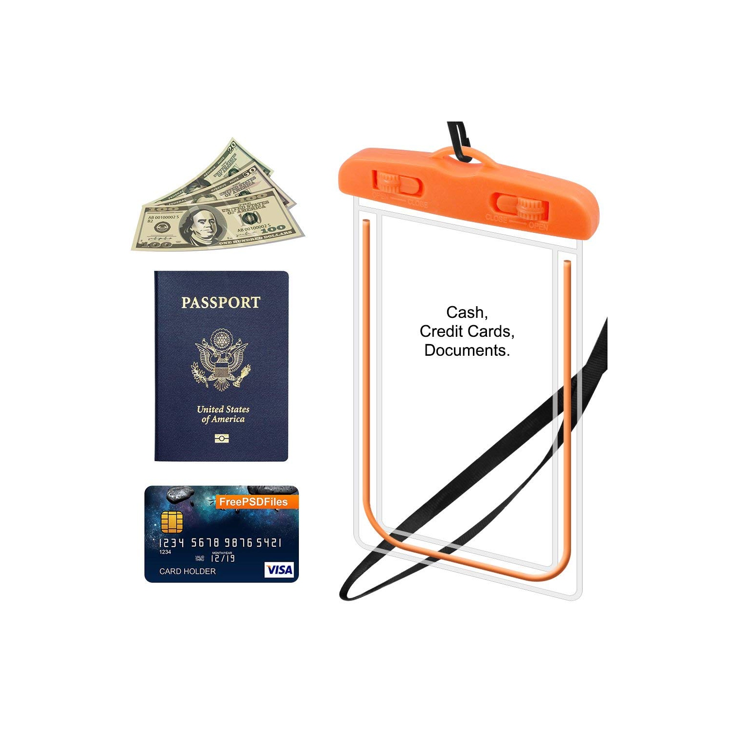 Waterproof Phone Pouch Universal Waterproof Case Dry Bag for iPhone Samsung Google Underwater Phone Protector - Orange
